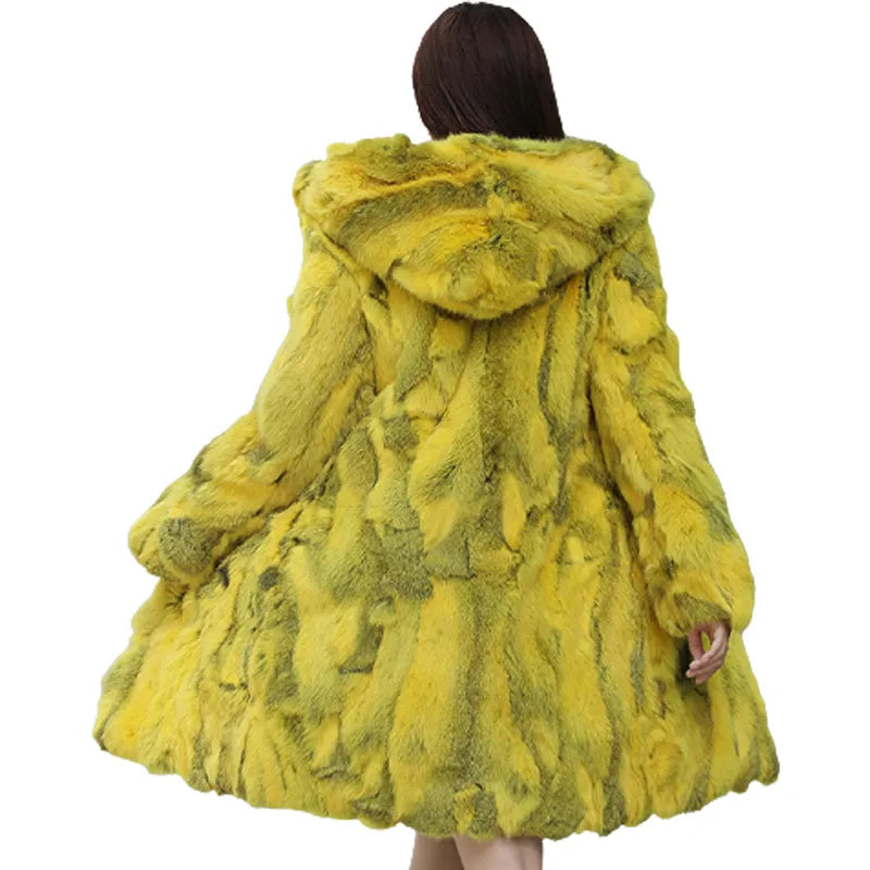 BlackTree Hooded Natural Rabbit Women Winter Jacket