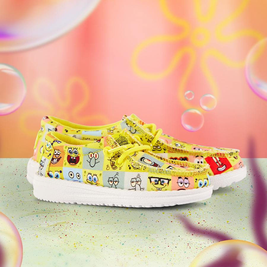 HEYDUDE shoes Wally Youth SpongeBob Faces - Cyber Yellow/Multi - view 2