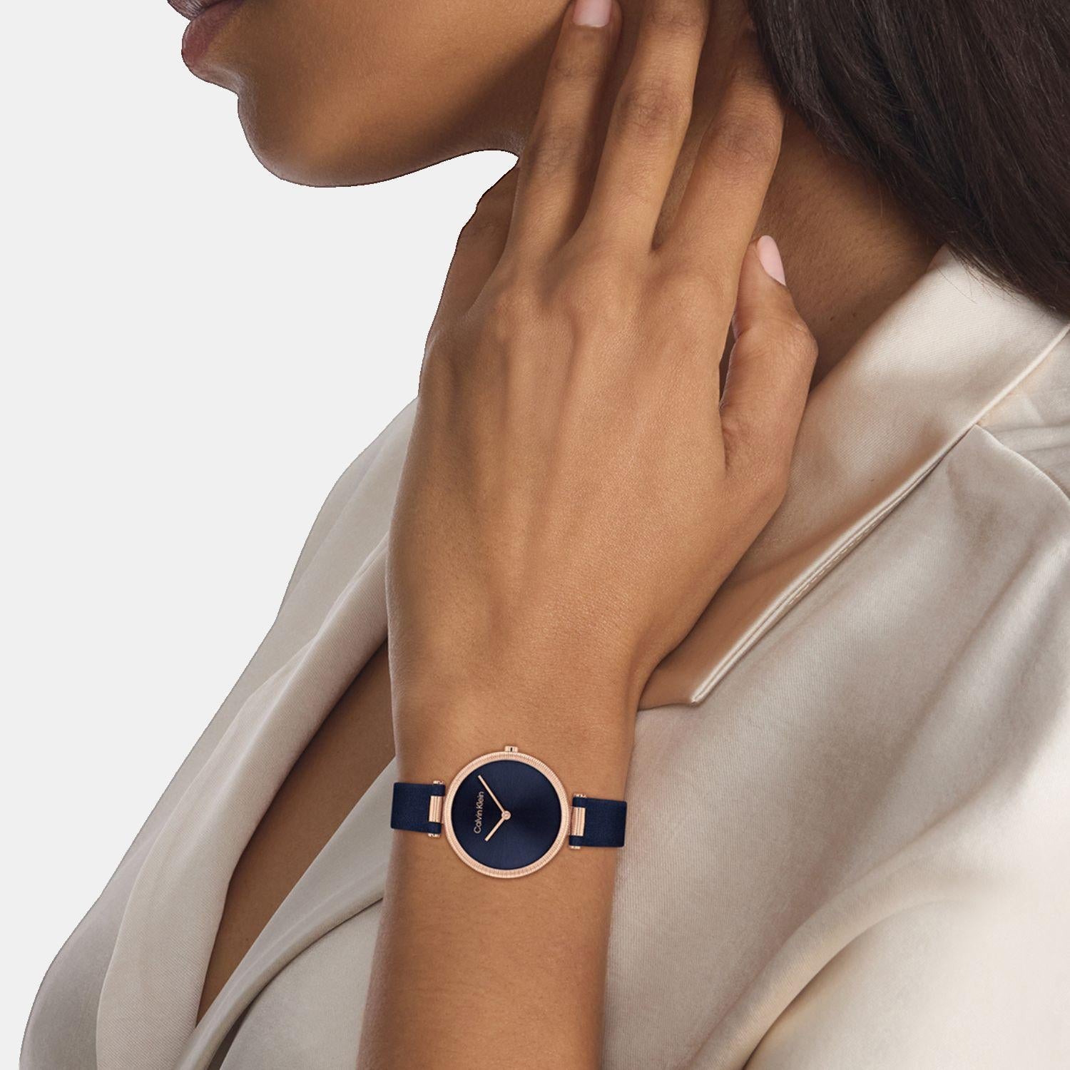 Calvin Klein Gleam Women Quartz Blue Dial Analog Leather Watch 25100041 - view 4