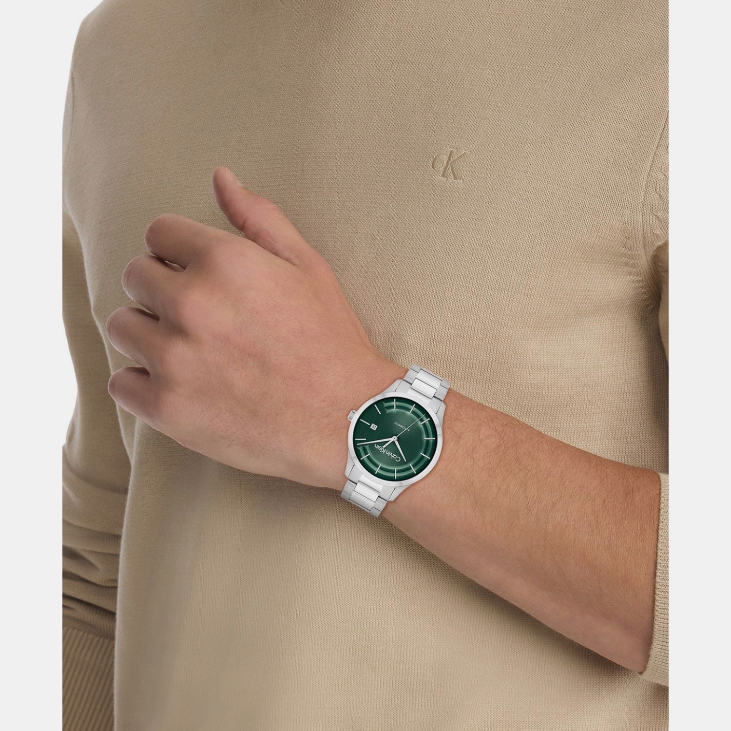 Calvin Klein Ck Iconic Unisex Automatic Green Dial Analog Stainless Steel Watch 25300022 - view 4