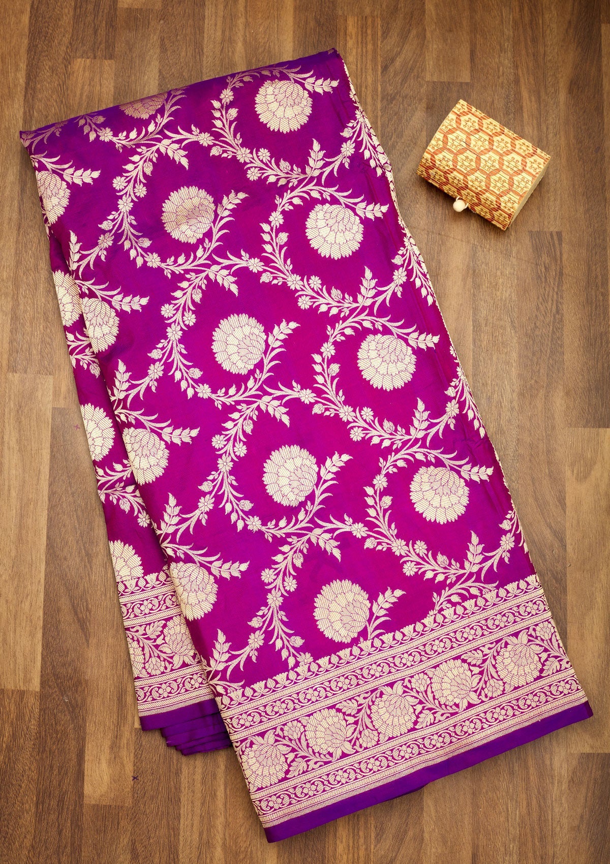 Koskii Magenta Pink Zariwork Pure Silk Saree – Women's