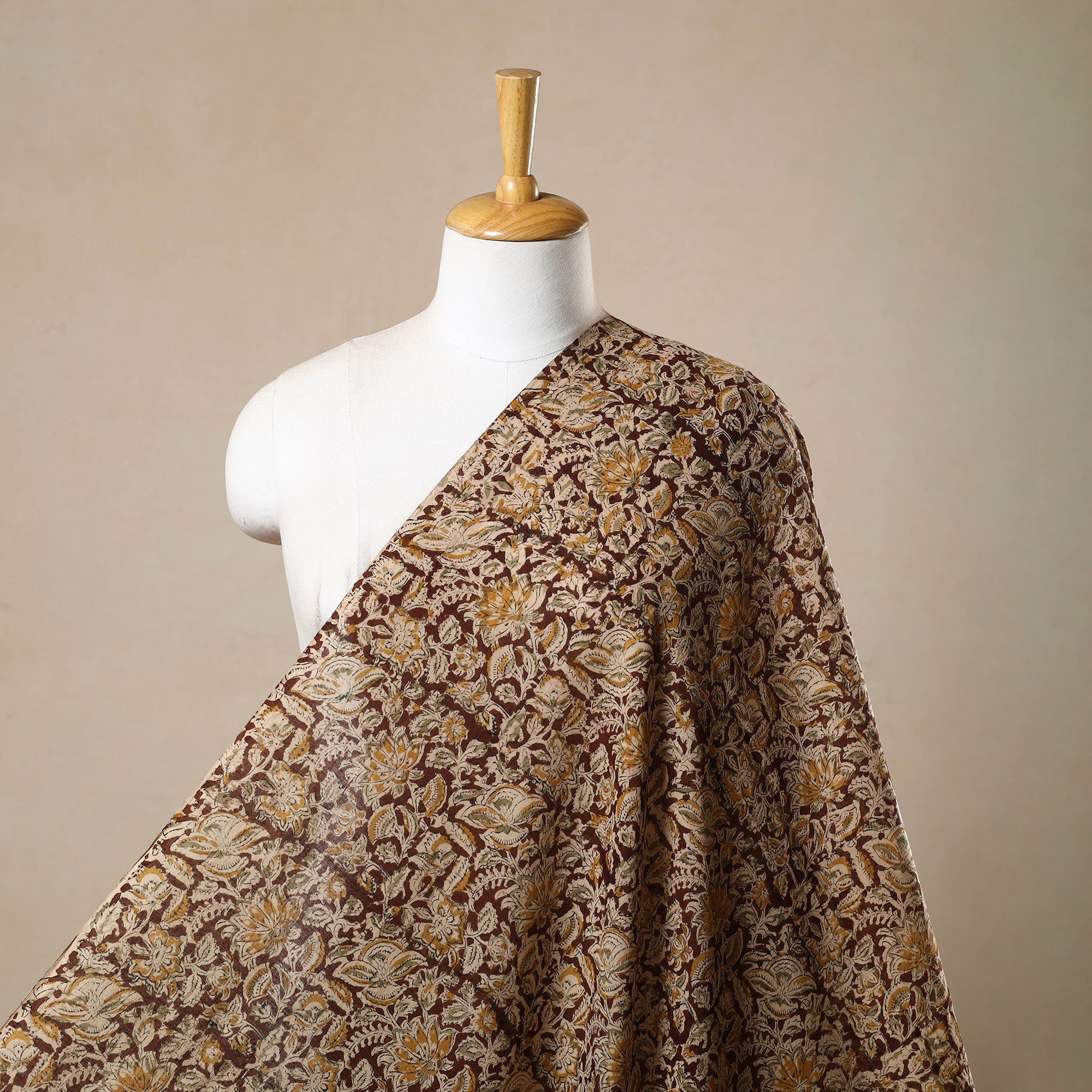 VENKATA BHANU KALAMKARI PEDANA Brown - Pedana Hand Block Print Mul Cotton Kalamkari Fabric 03