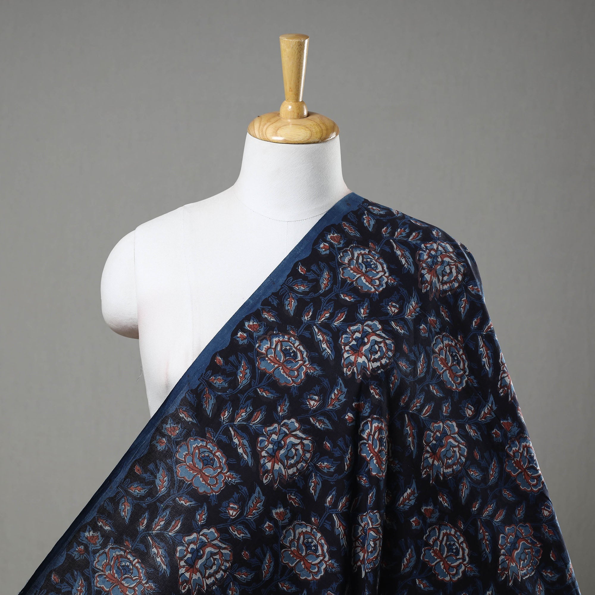 HAVELI CHRONICLES Blue - Block Printed Cotton Jahota Fabric 17