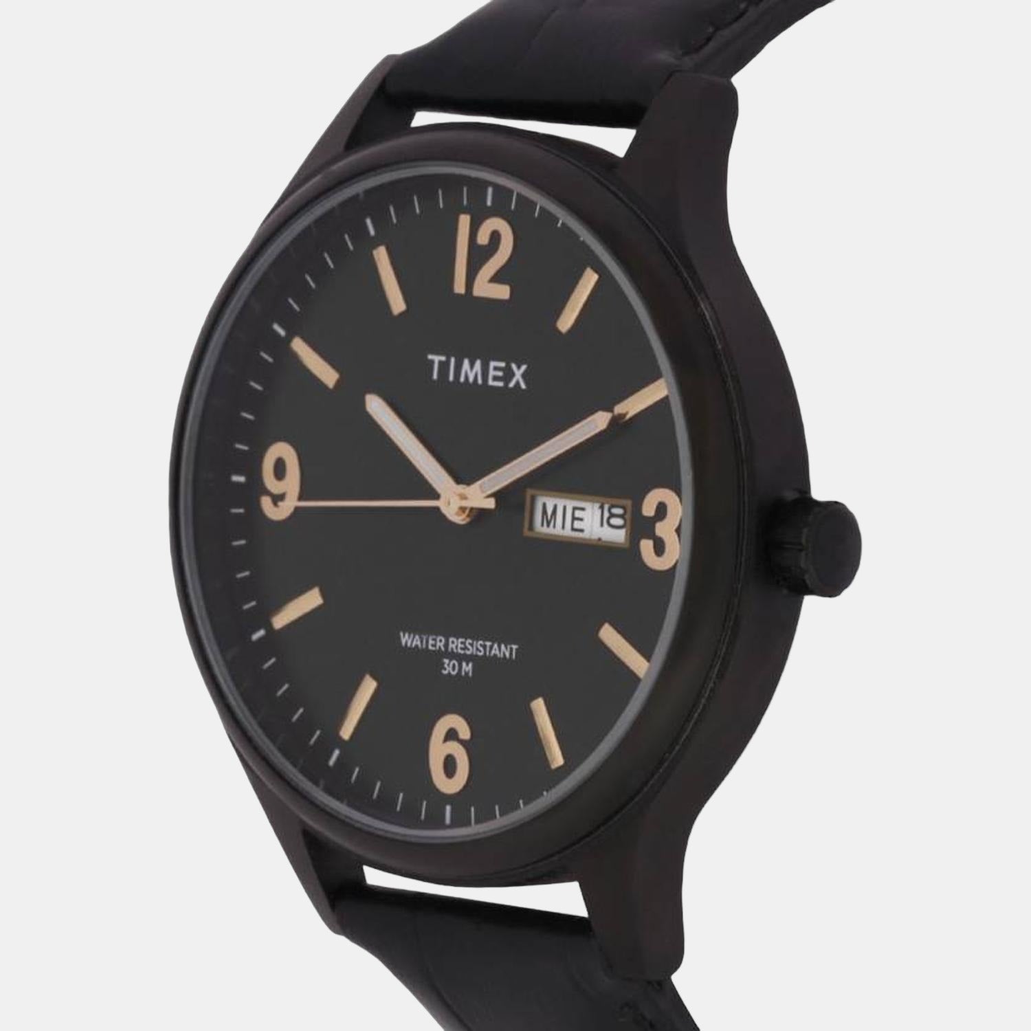 Timex Fashion Men Quartz Black Dial Analog Leather Watch TWEG18403 - view 2