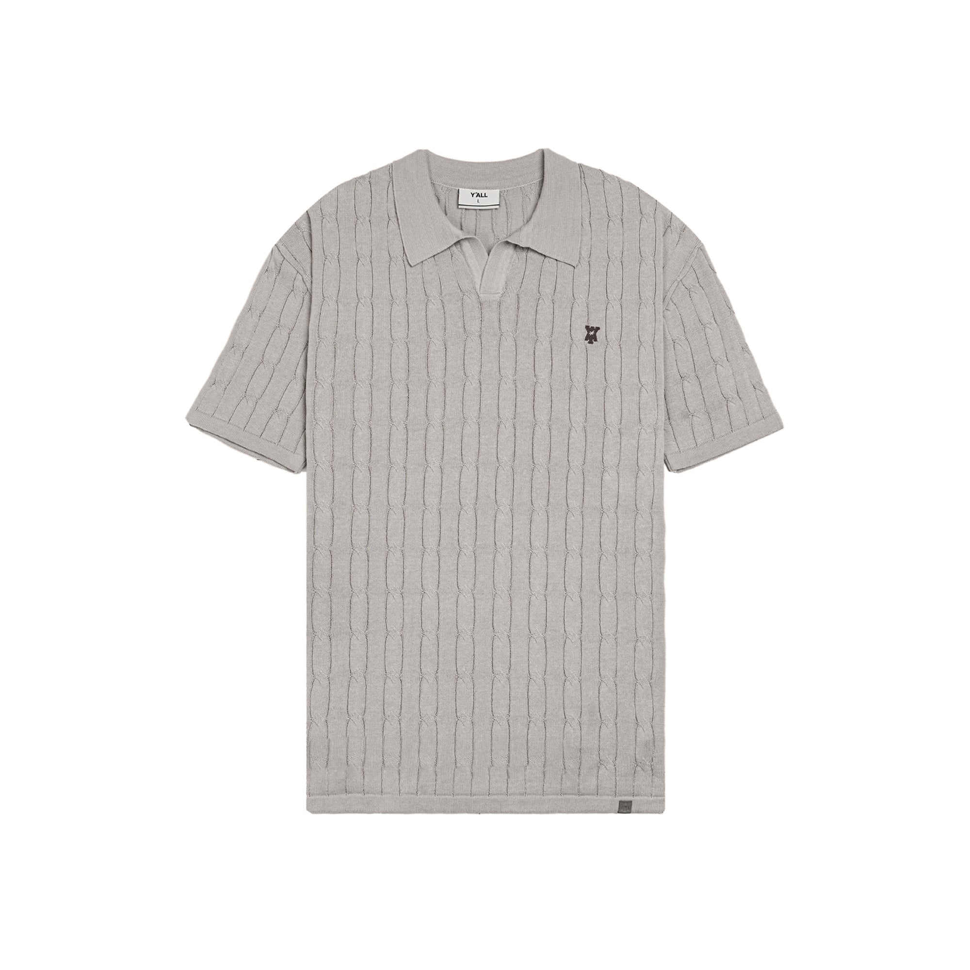 Y*all Pristine Cable Knit Polo - Oat