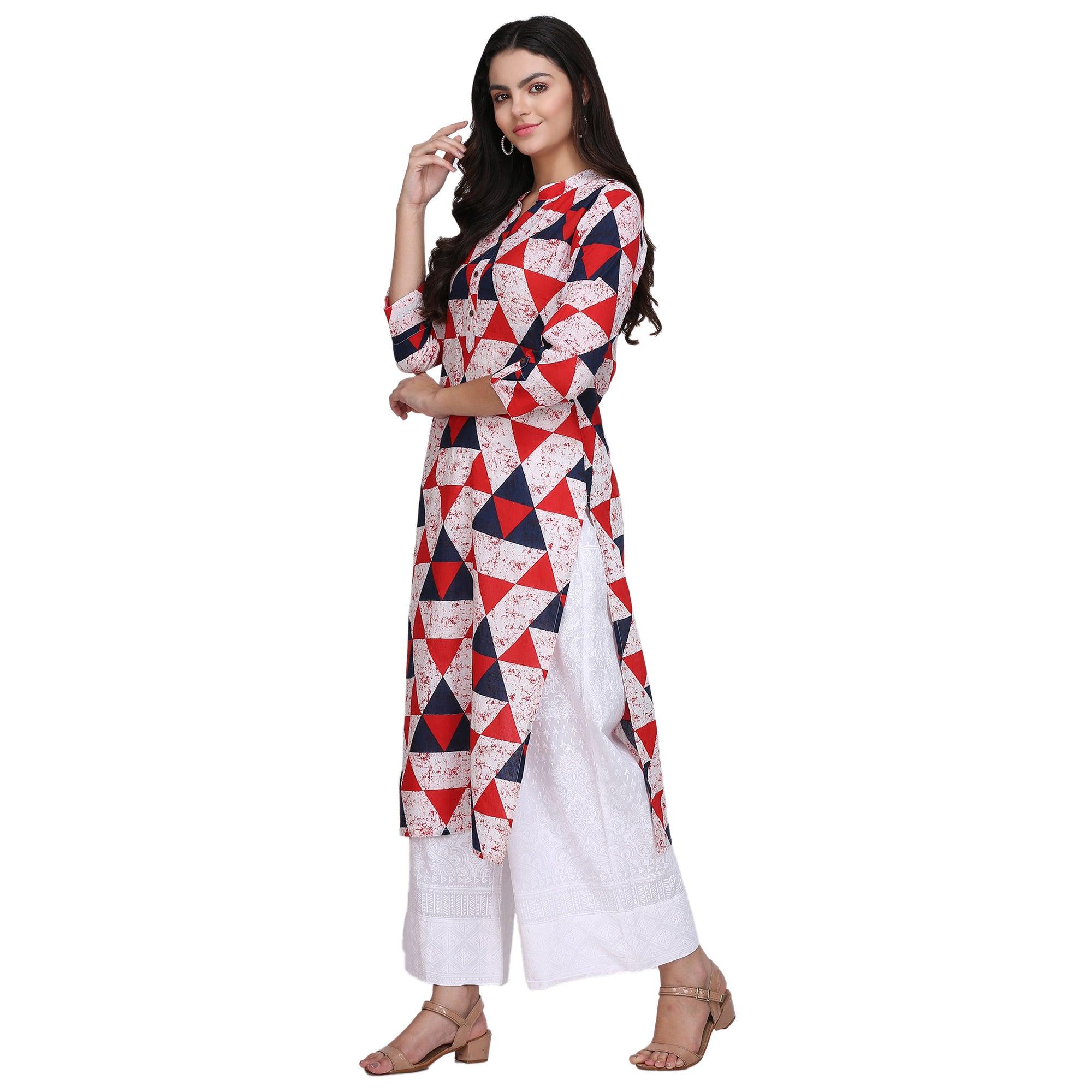 Peachmode Seller Flattering Multi Colored Casual Printed Cotton Kurti - view 2