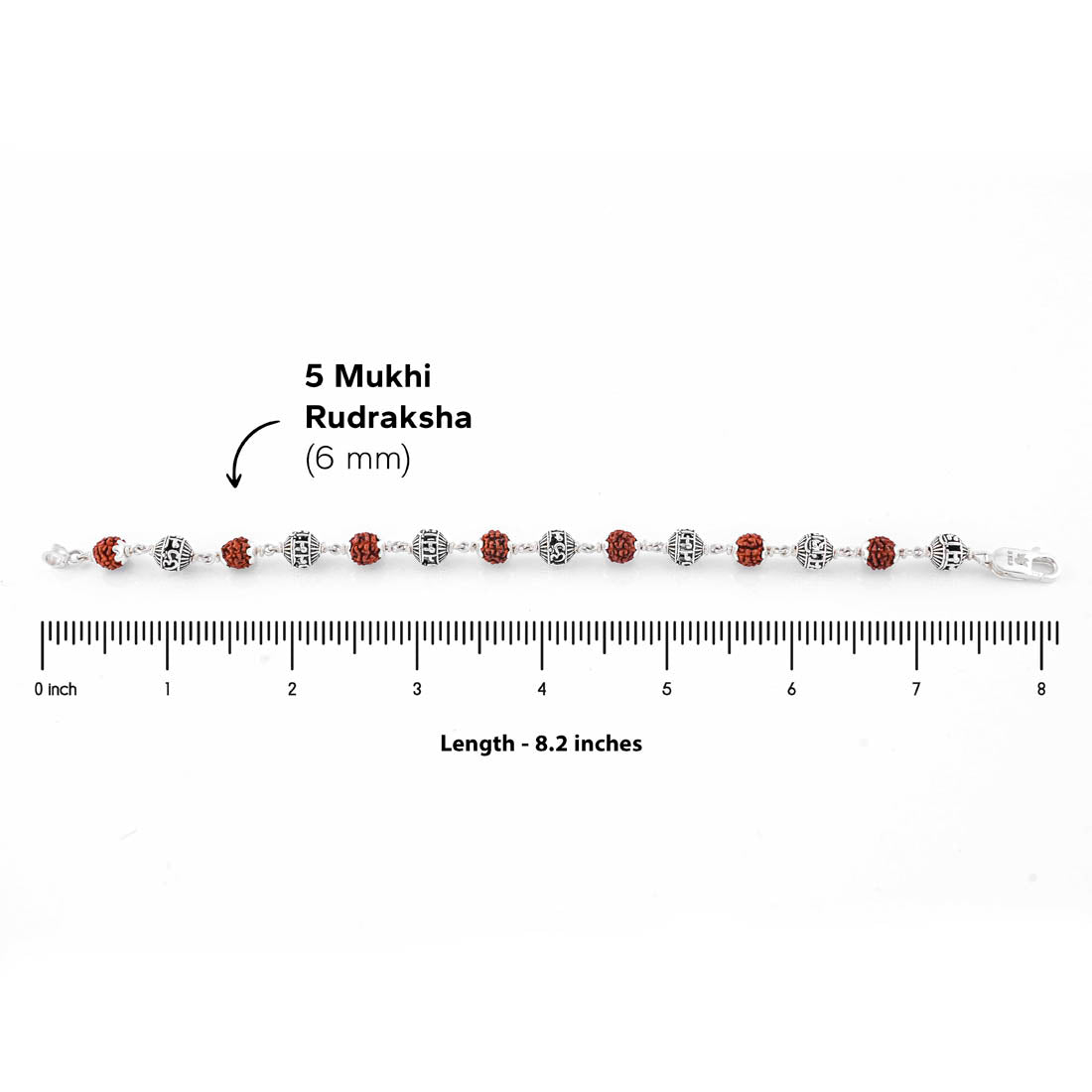 Prinjal Jewellers Silver Rakhi with Rudraksha and Om Namah Shivay Beads - view 7