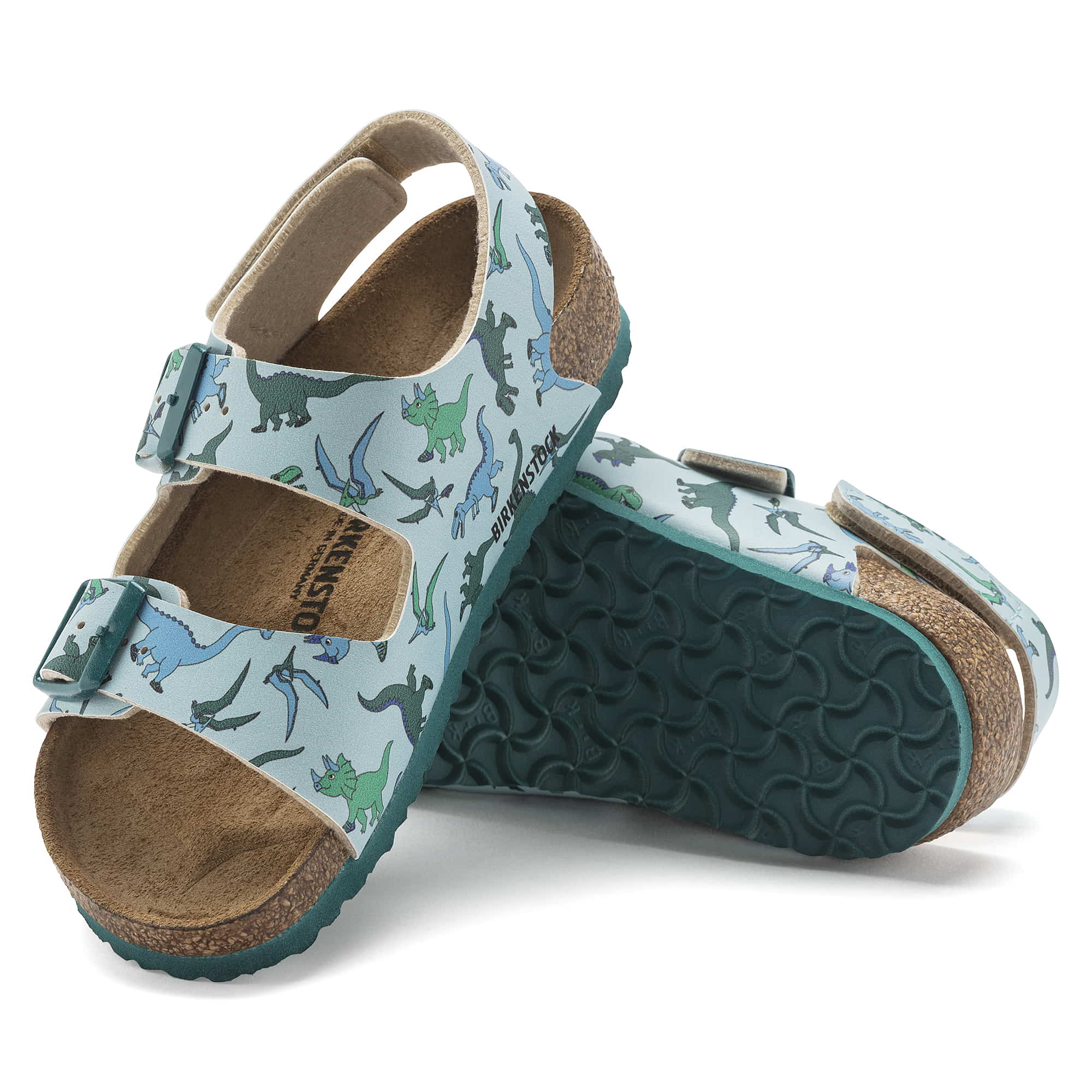 Birkenstock Milano Kids Birko-Flor – Blue Blue/Big Dino Light Blue
