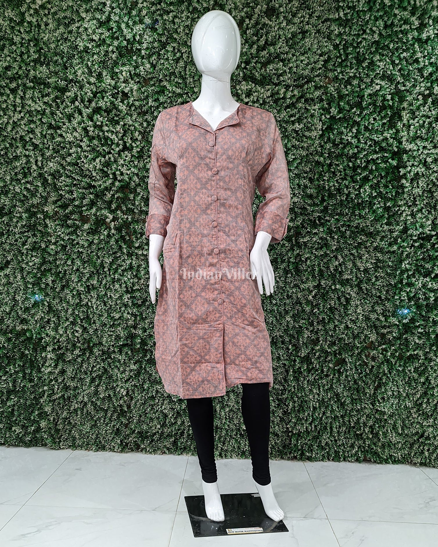 IndianVillèz Pink Grey Odisha Ikat Designer Cotton Kurti for Women