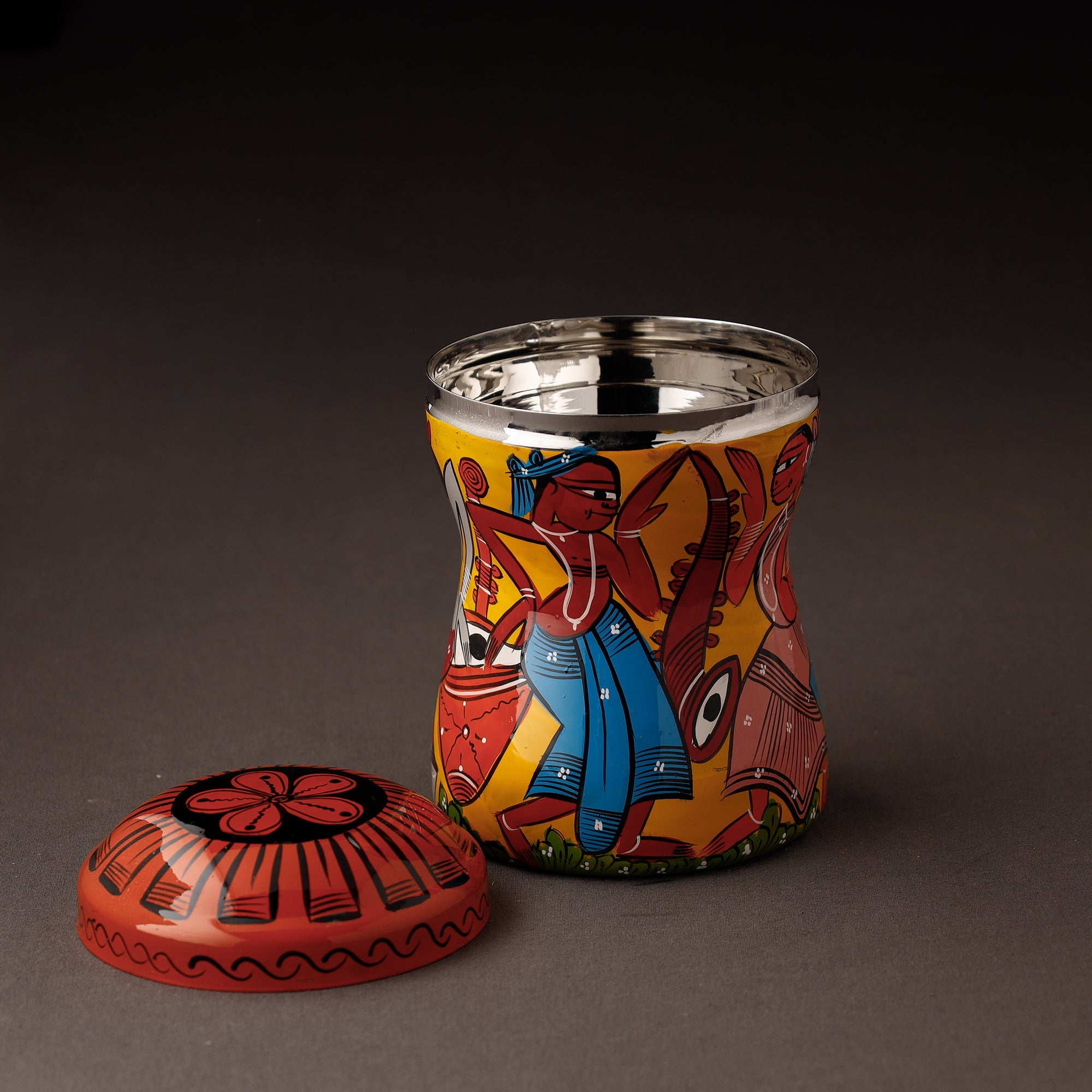 AAYAAS Bengal Patua Handpainted Stainless Steel Multi Utility Container - view 2
