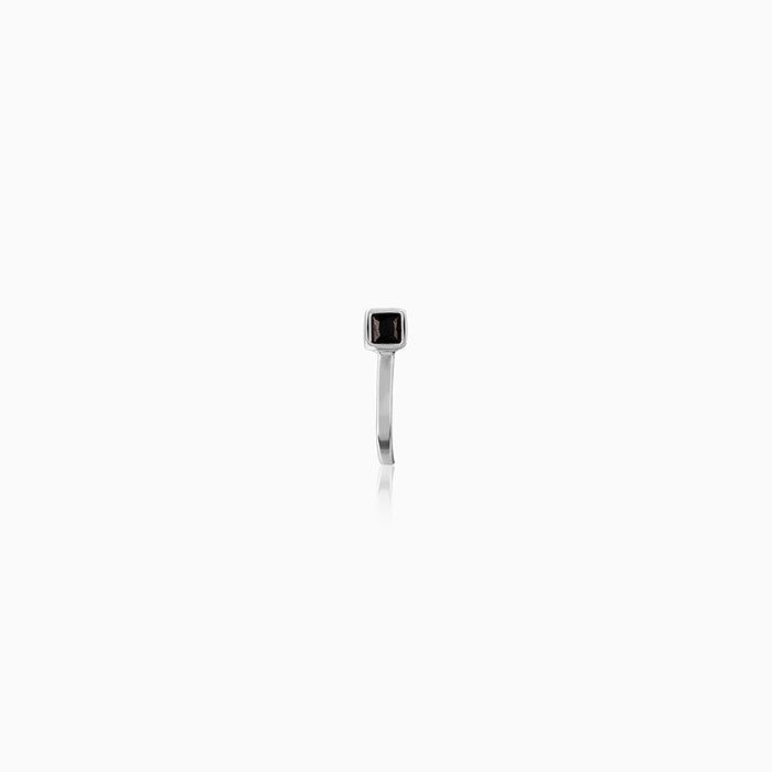 GIVA Jewellery Oxidised Silver Black Square Nose Pin (Clip On) - view 2