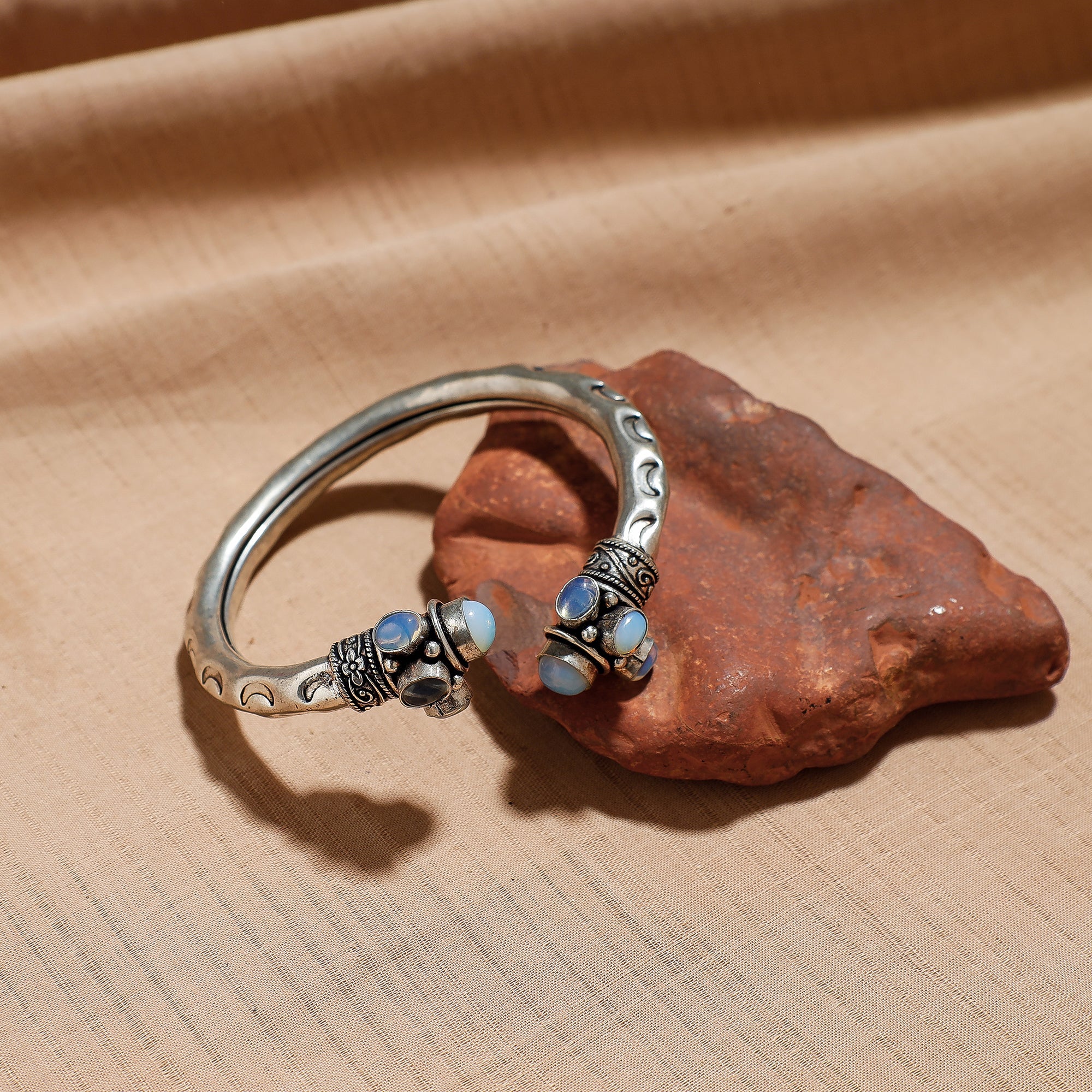 Silver kada bracelet – WHITE RIVER STORIES Antique Finish Oxidised German Silver Kada / Bracelet