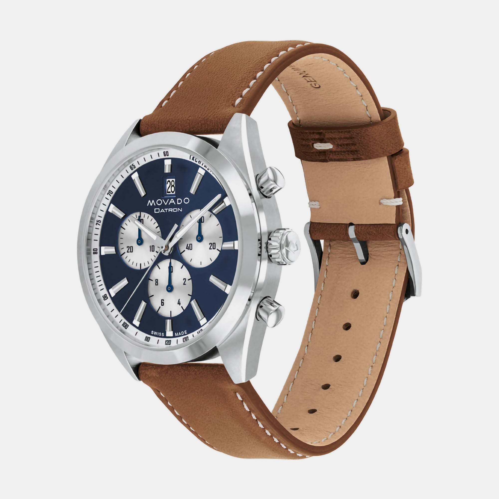 Movado Heritage Men Quartz Blue Dial Chronograph Leather Watch 3650181 - view 2