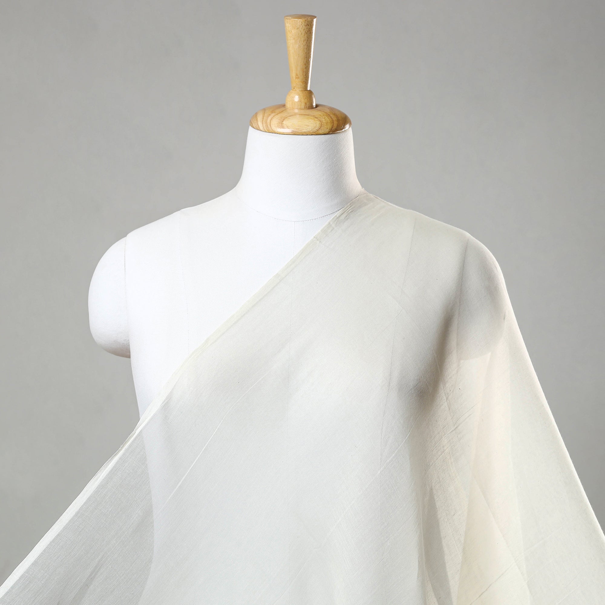 CHANDERI BY RAUPH KHAN Beige - Traditional Slub Cotton Plain Handloom Fabric 02