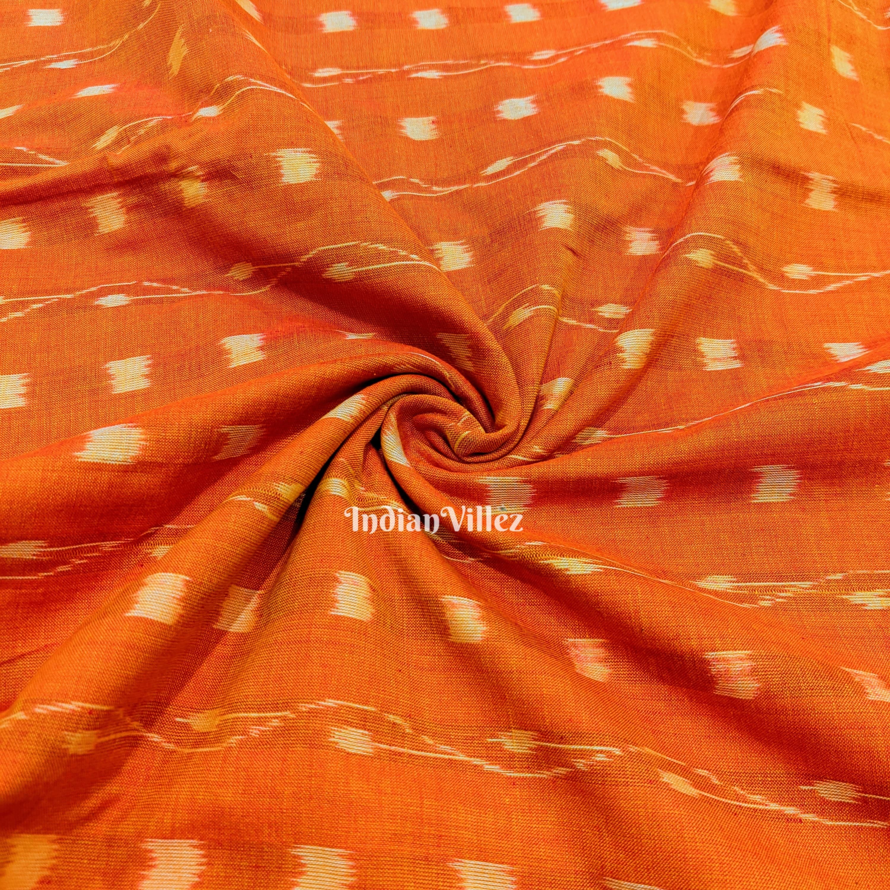 IndianVillèz Orange Tipa Design Sambalpuri Ikat Cotton Fabric