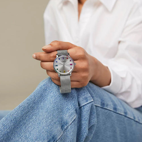 Timex Transcend Women Silver Round Dial Analog Watch 34mm TW2Y19100IK - view 3