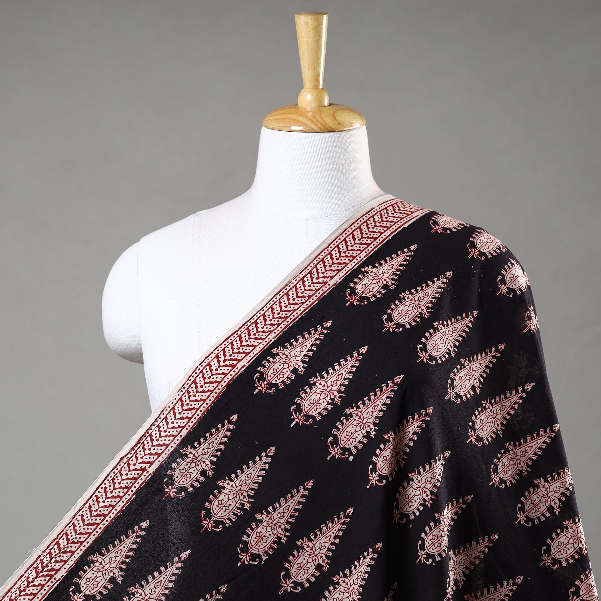 BAGH PRINTS BY UMAR FARUK KHATRI Black - Bagh Hand Block Printed Cotton Fabric
