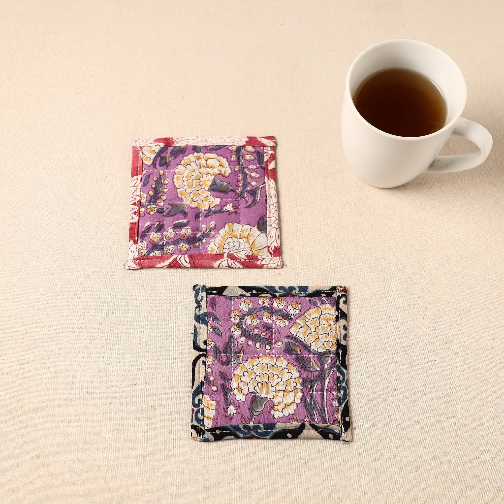 JALPARI Floral Print Cotton Quilted Coasters (Set of 2) 29