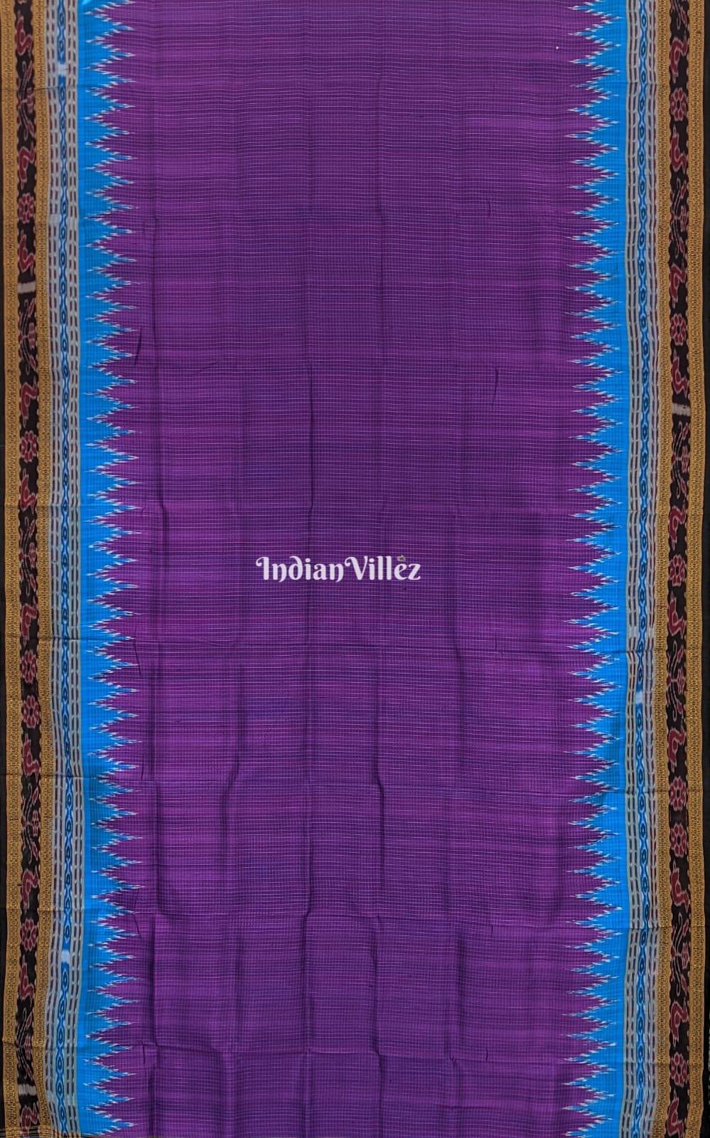 IndianVillèz Violet with Red Checks Sachipar Odisha Handloom Khandua Silk Saree - view 3