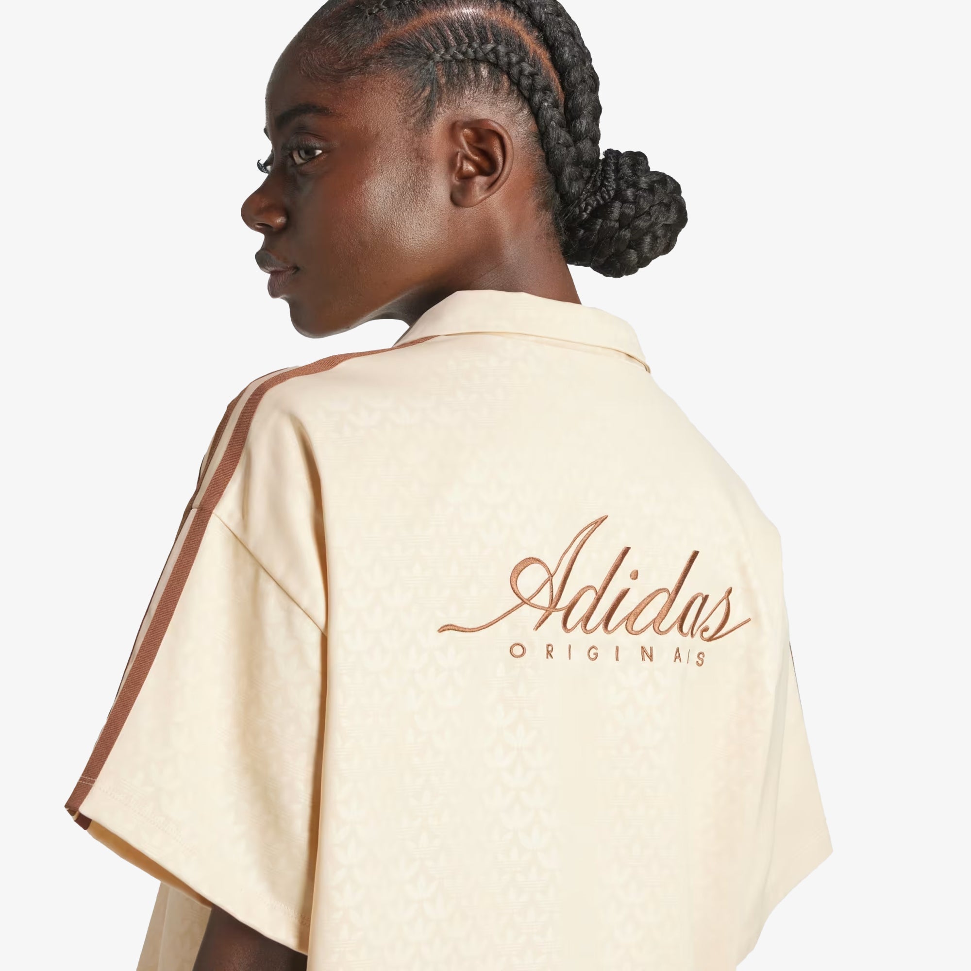 Adidas Originals | FASHION MONOGRAM SATIN BOWLING SHIRT { CRYSTAL SAND - view 4