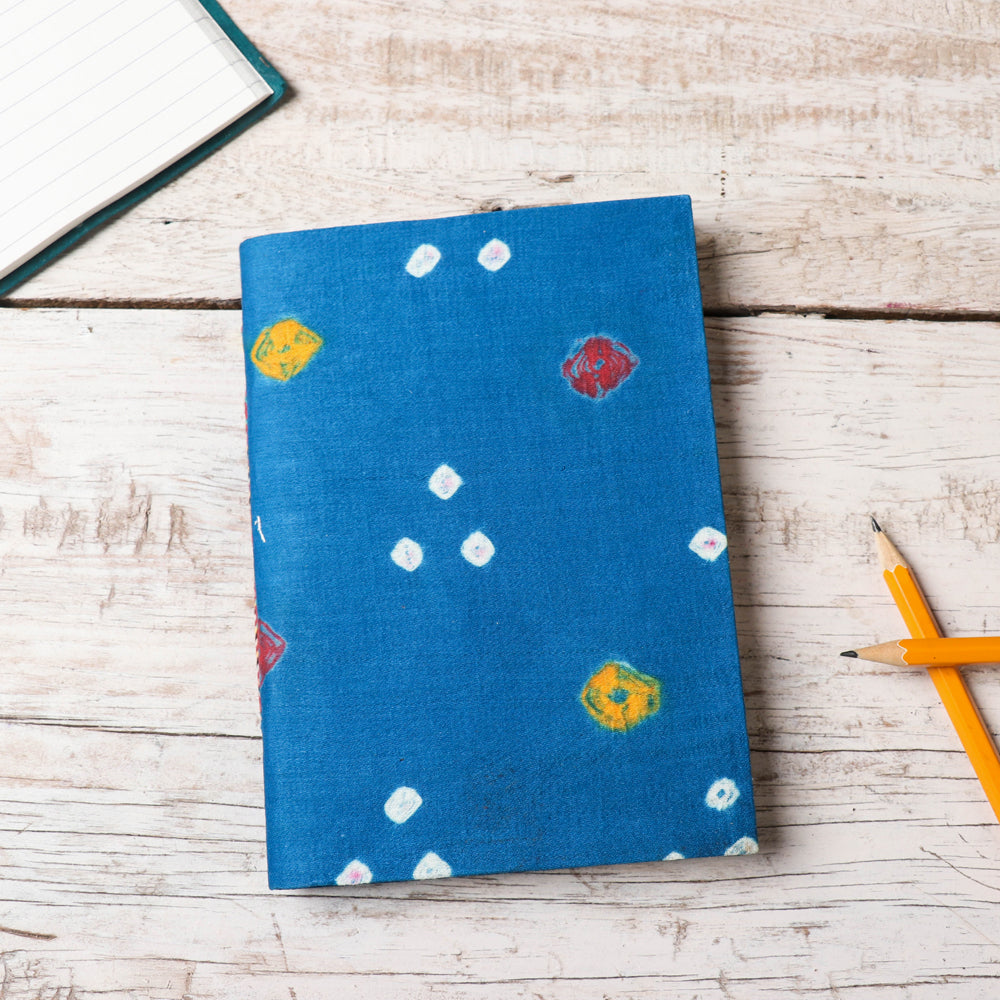 BINDAAS UNLIMITED Blue - Bandhani Cover Handmade Ruled Paper Notebook (7 x 5 in)