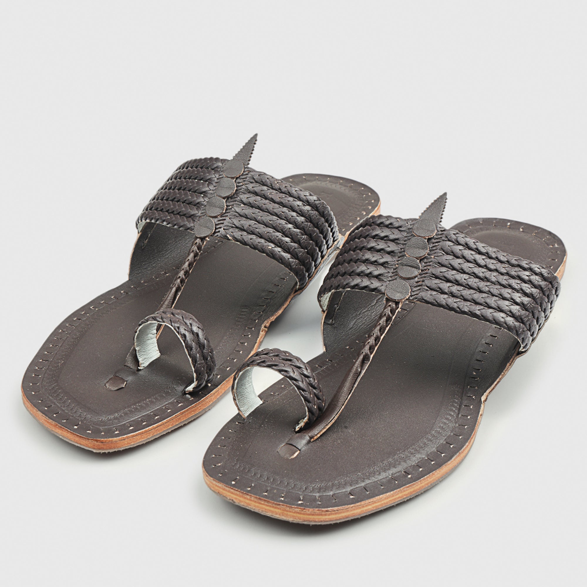 KORAKARI Brown Handstitched Leather Kolhapuri Men Slipper - view 2