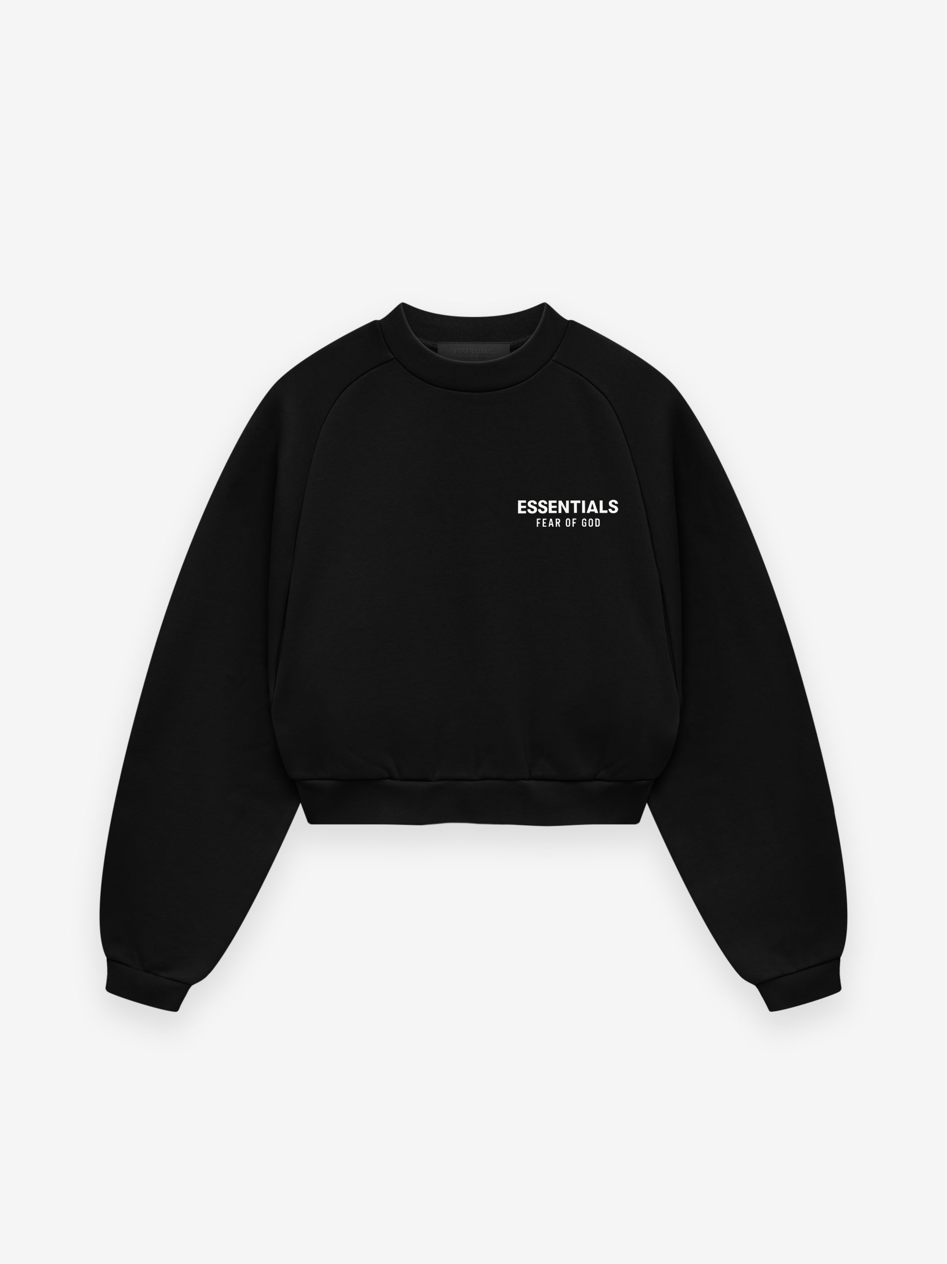 ESSENTIALS Women's Fleece Cropped Crewneck – Black