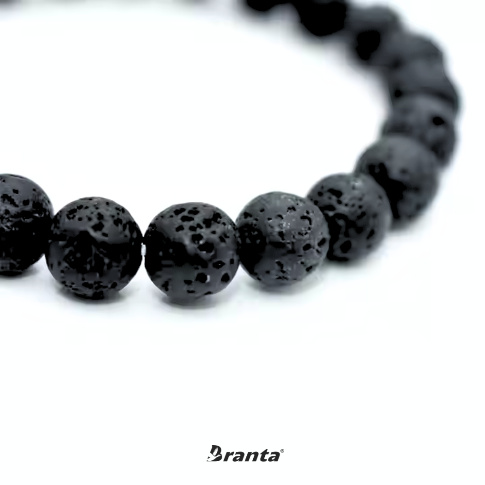 brantashop Black Lava Rock Stone Bracelet For Men - view 2