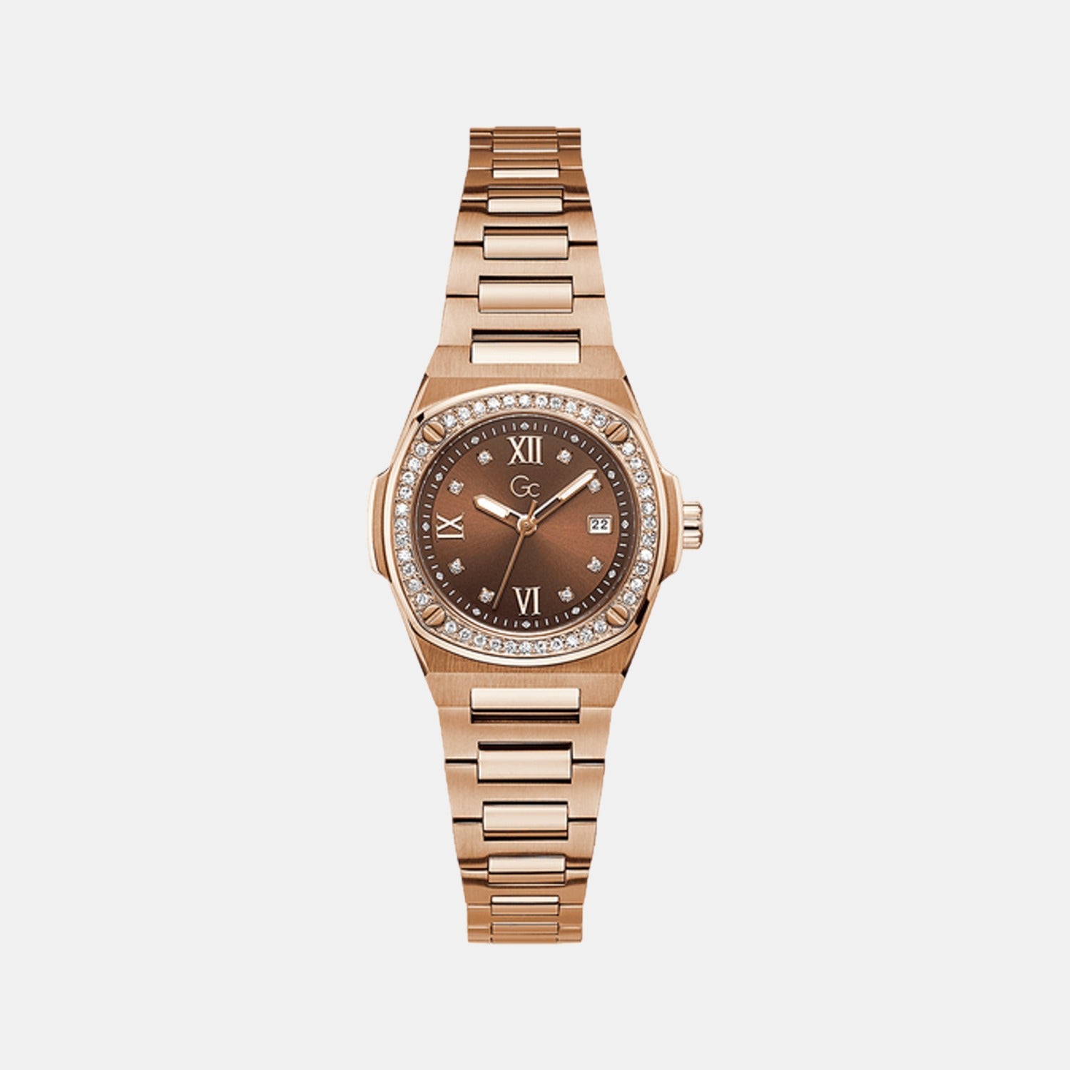 GC Coussin Shape Women Quartz Brown Dial Analog Stainless Steel Watch Z12002L4MF