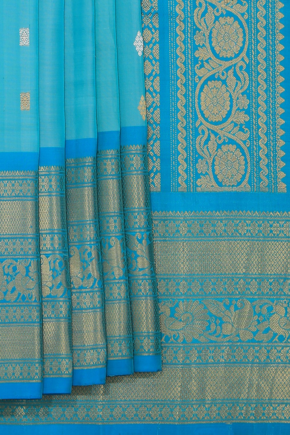 Kalanjali Gadwal Silk Sea Green Saree – Women's