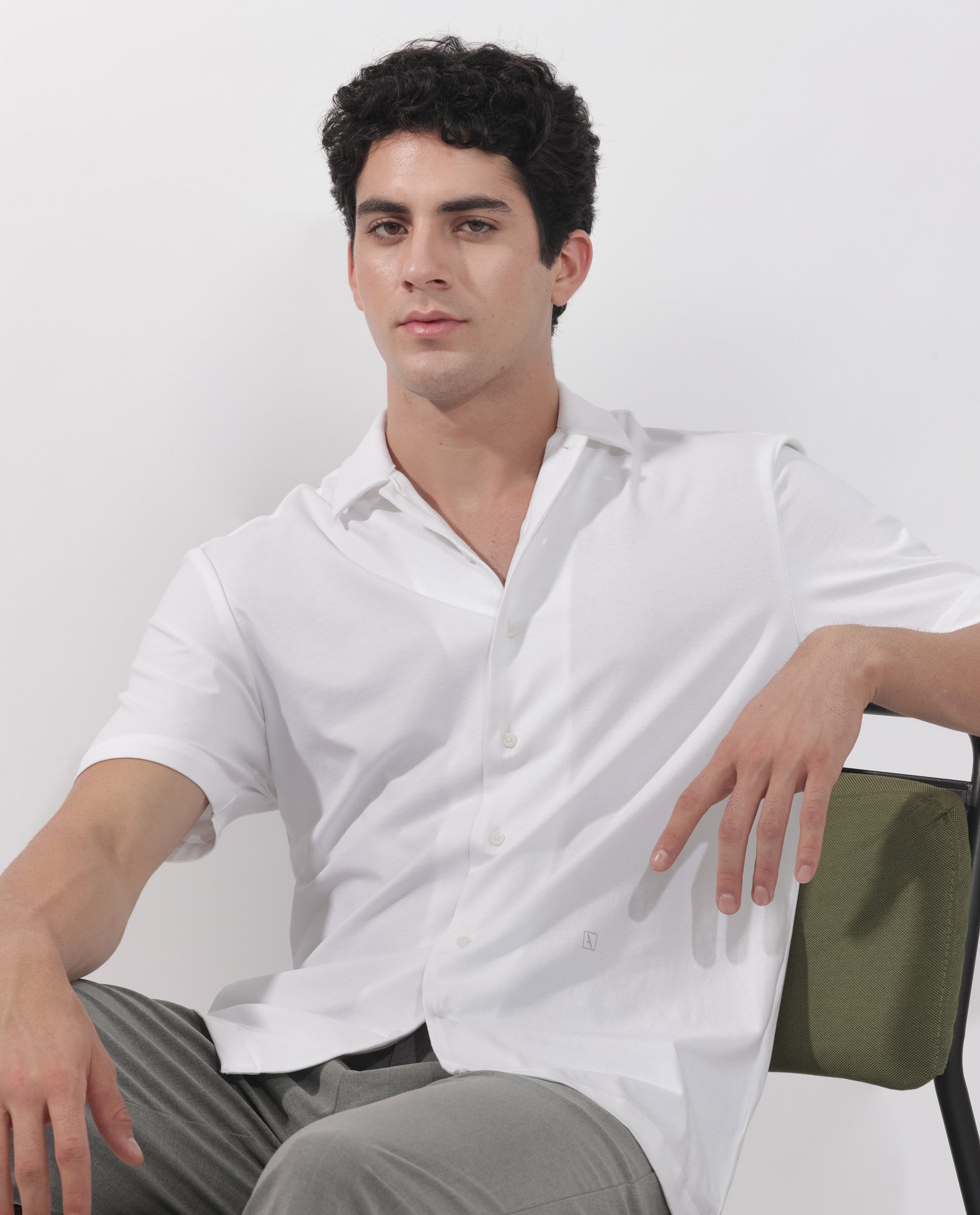 ARTICALE Rare Rabbit Men's Nick Off-White Cotton Lycra Fabric Cuban Collar Half Sleeves Solid Shirt - view 7