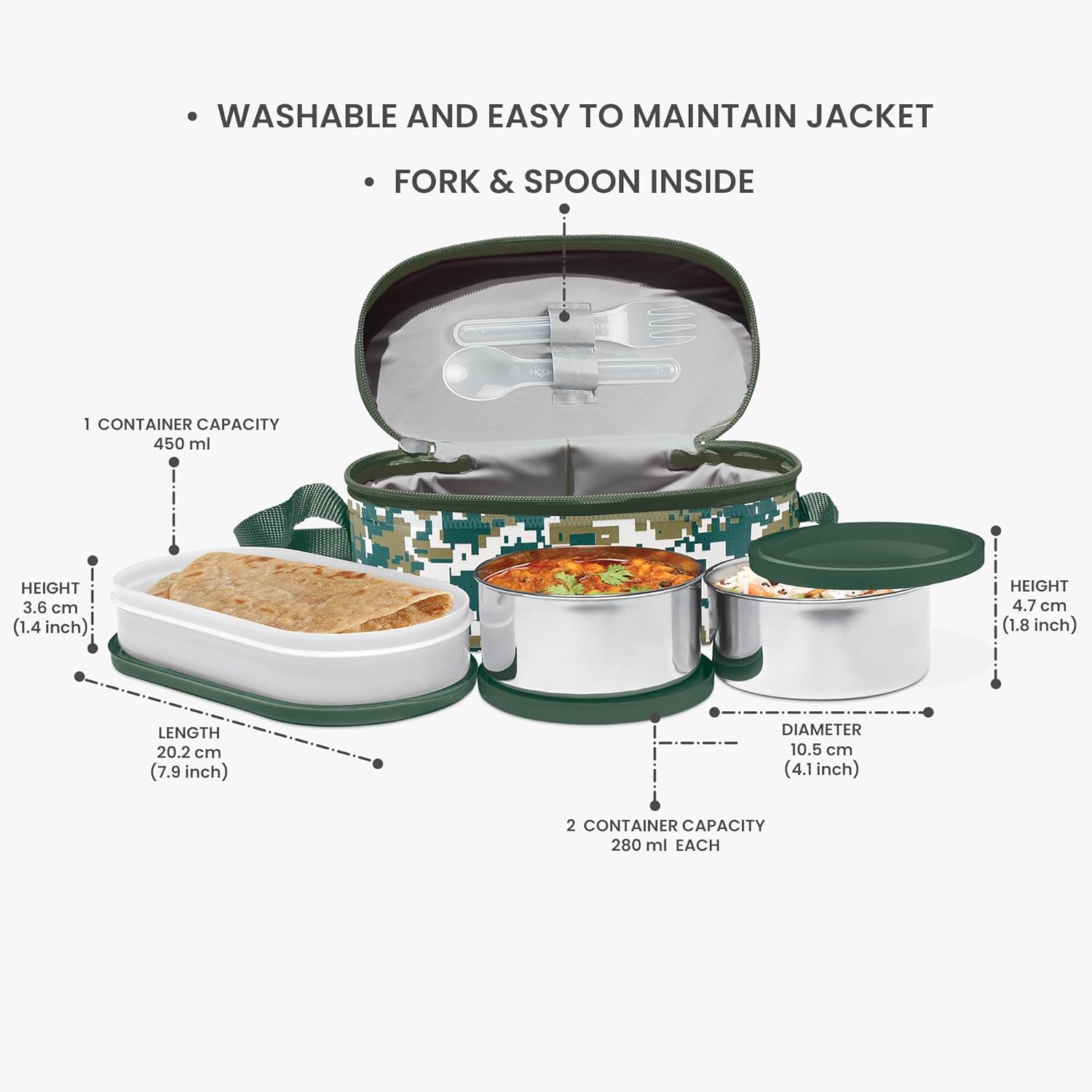 Milton Stainless Steel Executive Lunch Insulated Tiffin | 3 Stainless Steel Containers - view 6