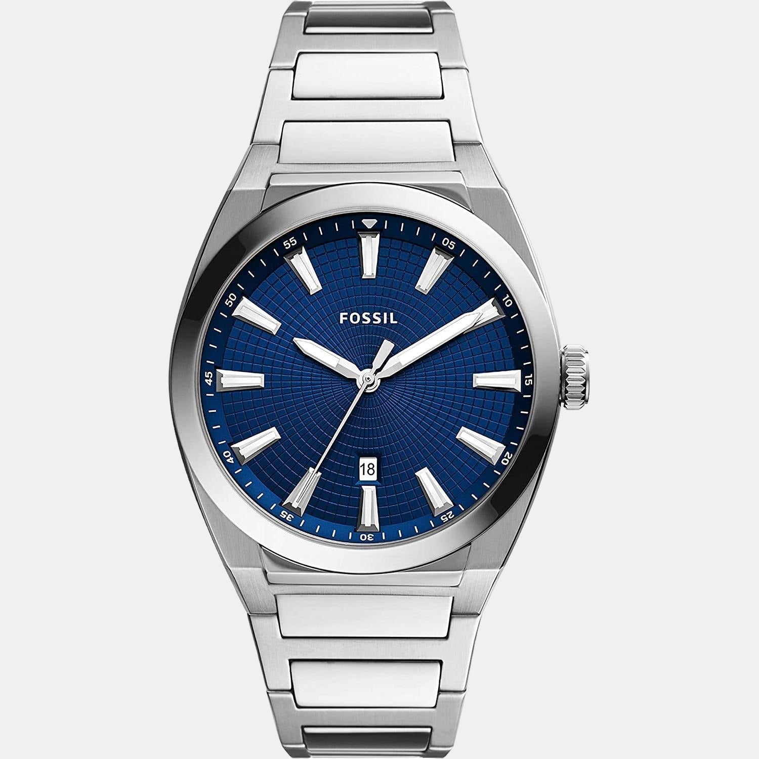 Fossil Everett Men Quartz Blue Dial Analog Stainless Steel Watch FS5822 - view 4
