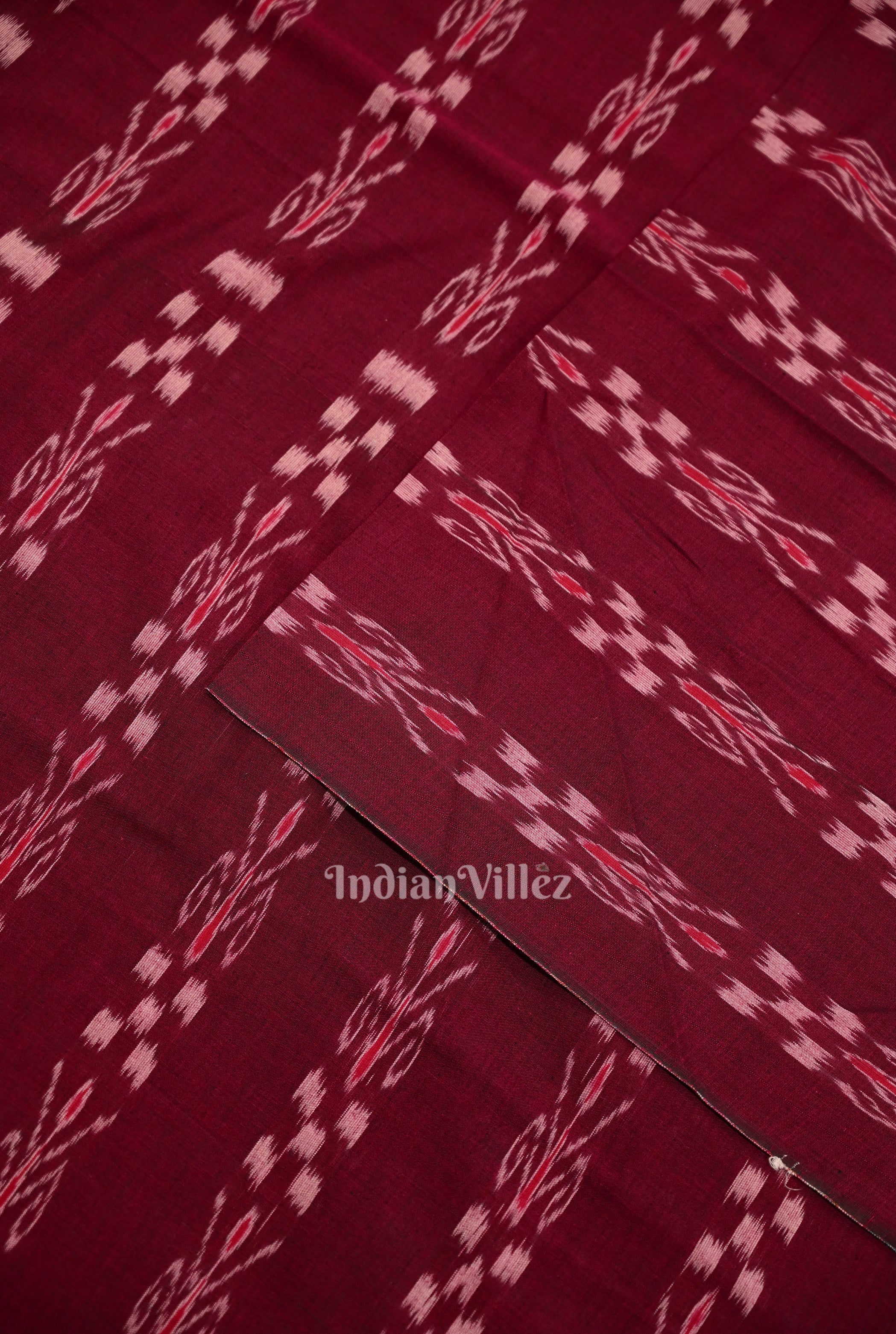 IndianVillèz Purple Mayur Chandrika Sambalpuri Ikat Cotton Fabric - view 2