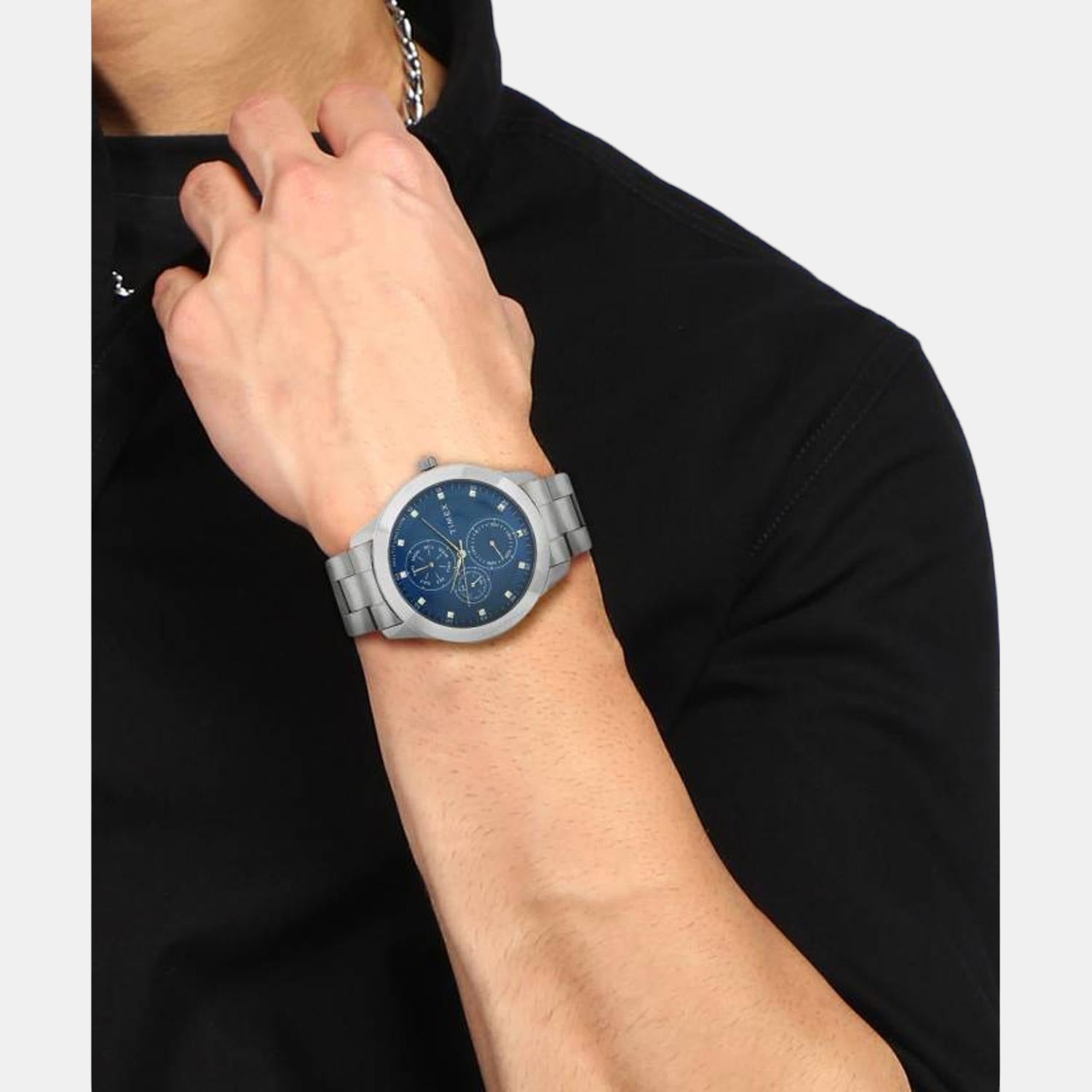 Timex Fashion Men Quartz Blue Dial Chronograph Stainless Steel Watch TWEG18503 - view 2