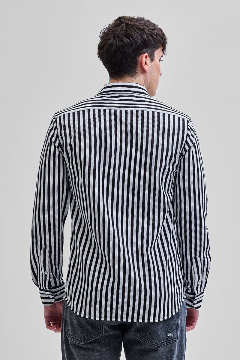 SNITCH Black Stripes Slim Fit Shirt - view 7