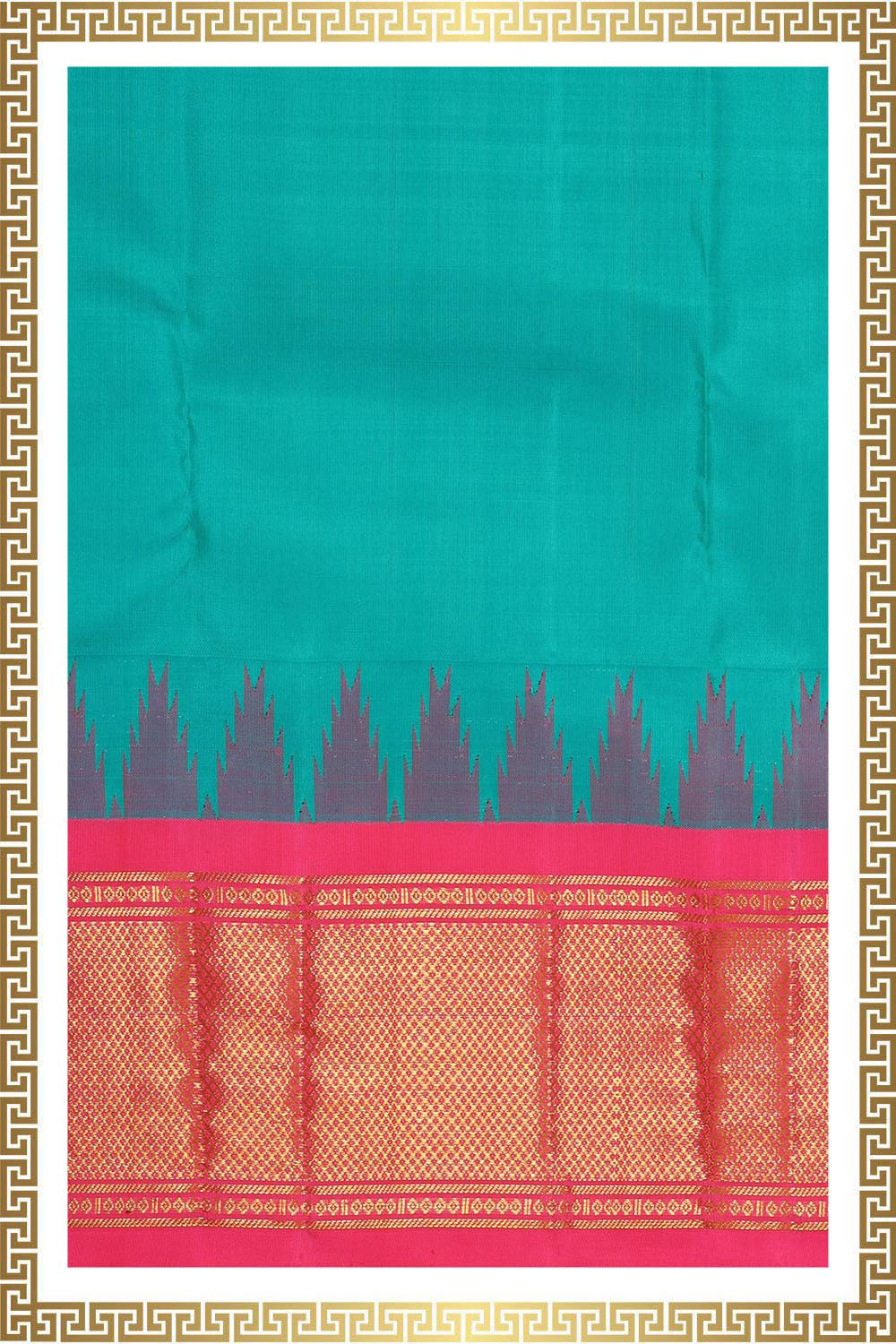 Kalanjali Kanchi Silk Sea Green Traditional Dhoti With Kanduva (8 X 4)