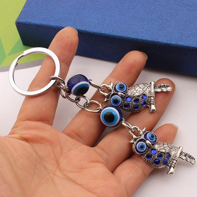 Peeperly Twin Owls Diamond Sparkle Keychain – Blue - view 4