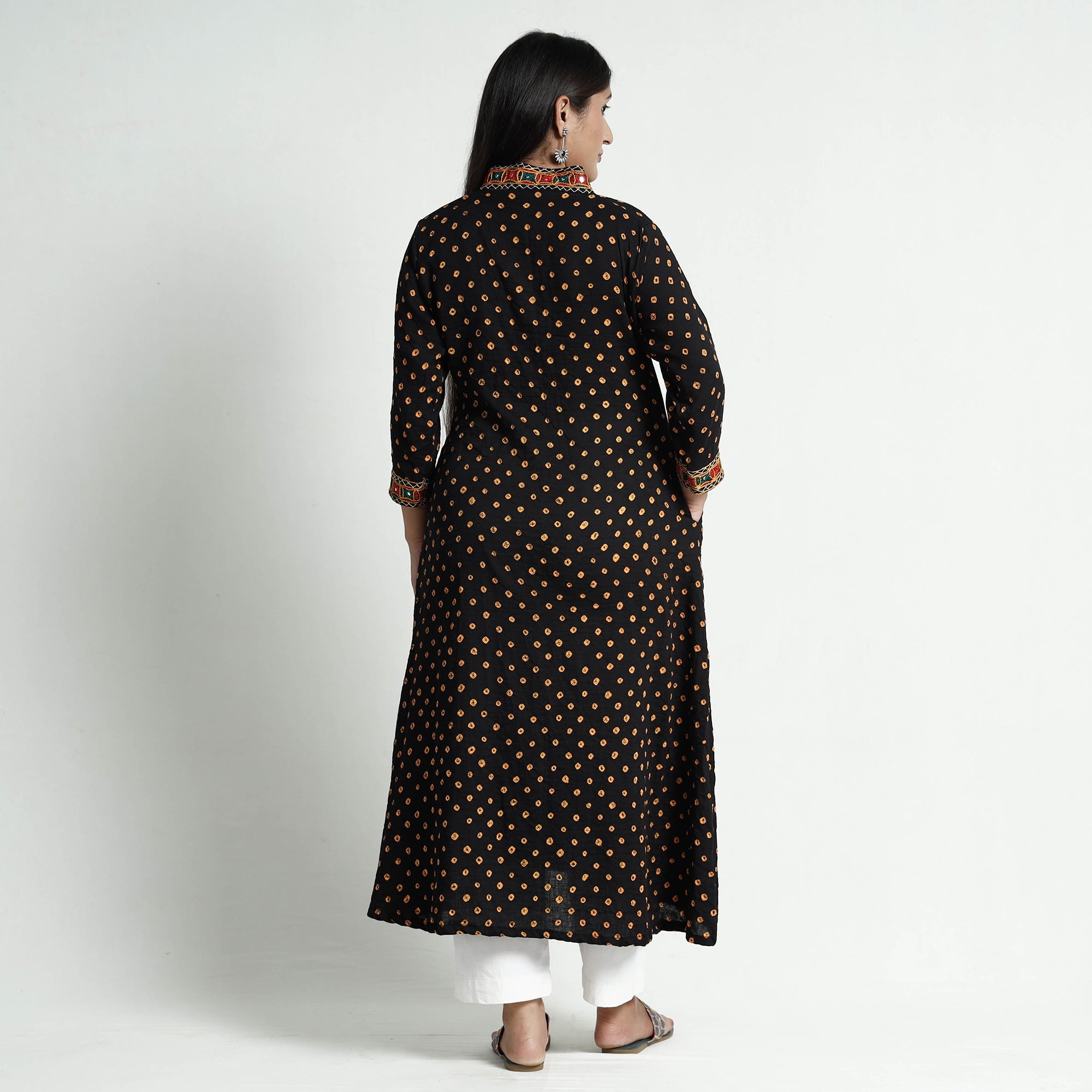 ITOKRI CASUALS Black - Bandhani Tie-Dye Cotton A-Line Kurta - view 6