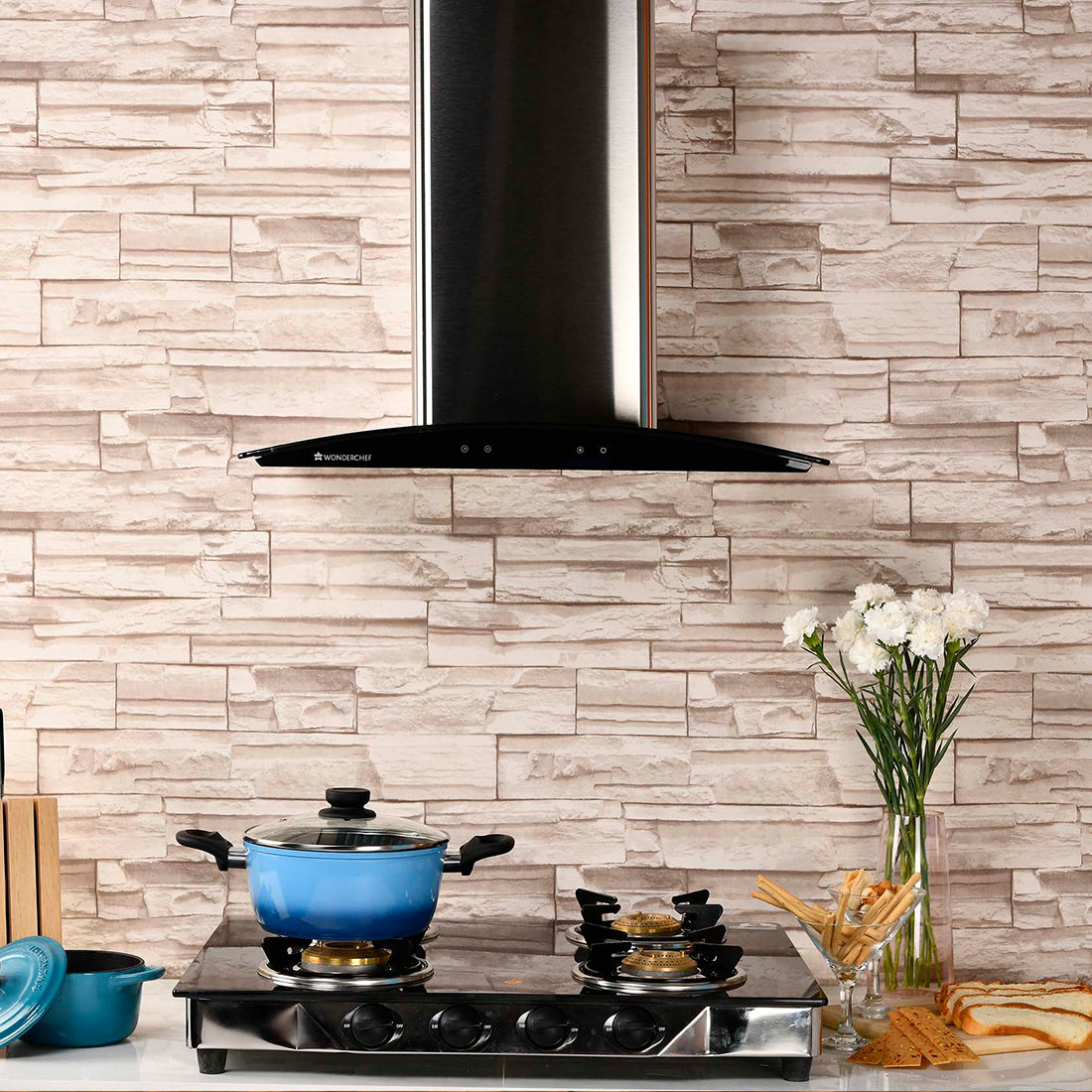 Wonderchef Napoli Curve Glass Chimney 60cm/1250m3/h - view 9
