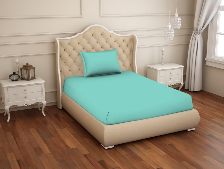 Spaces India Solid Leisure Time - Light Green Cotton Rich Single Bedsheet - Restora By Welspun - view 2