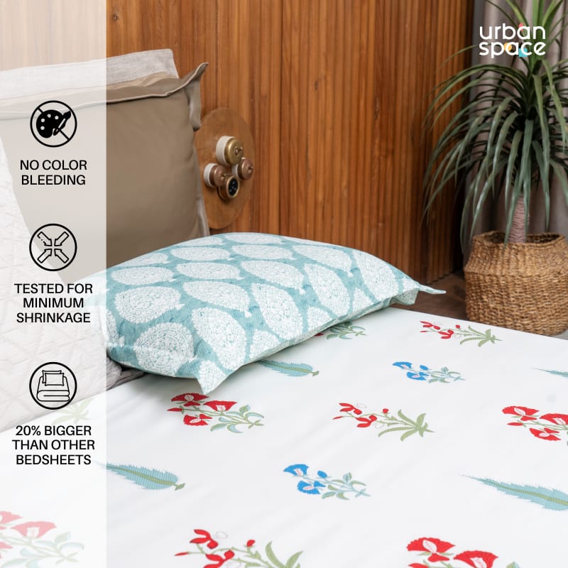 Urban Space -Home Furnishing Store Fitted King Size Cotton Bedsheet - High Garden Red - view 4