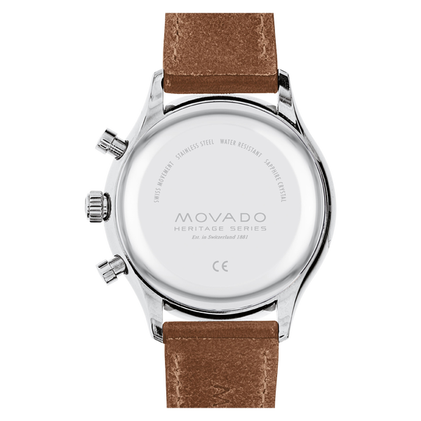 Movado Calendoplan Blue Dial & Brown Leather Strap Watch for Men - view 2