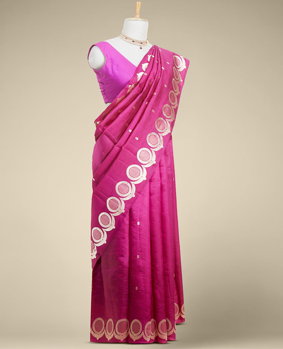 Pothys Purple floral buttas banaras silk saree with self floral buttas border - view 2