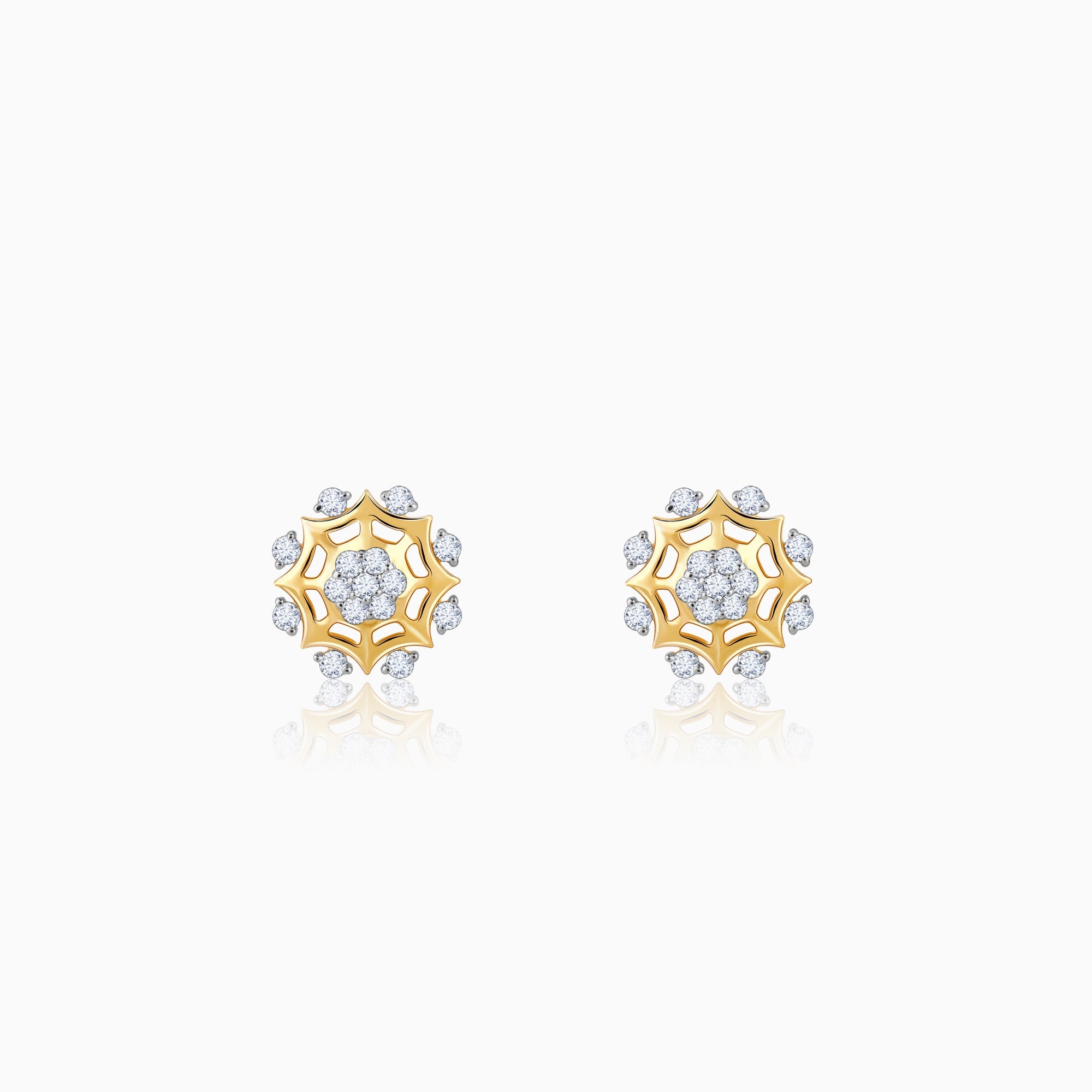 GIVA Jewellery Gold Sparkling Dahlia Diamond Earrings