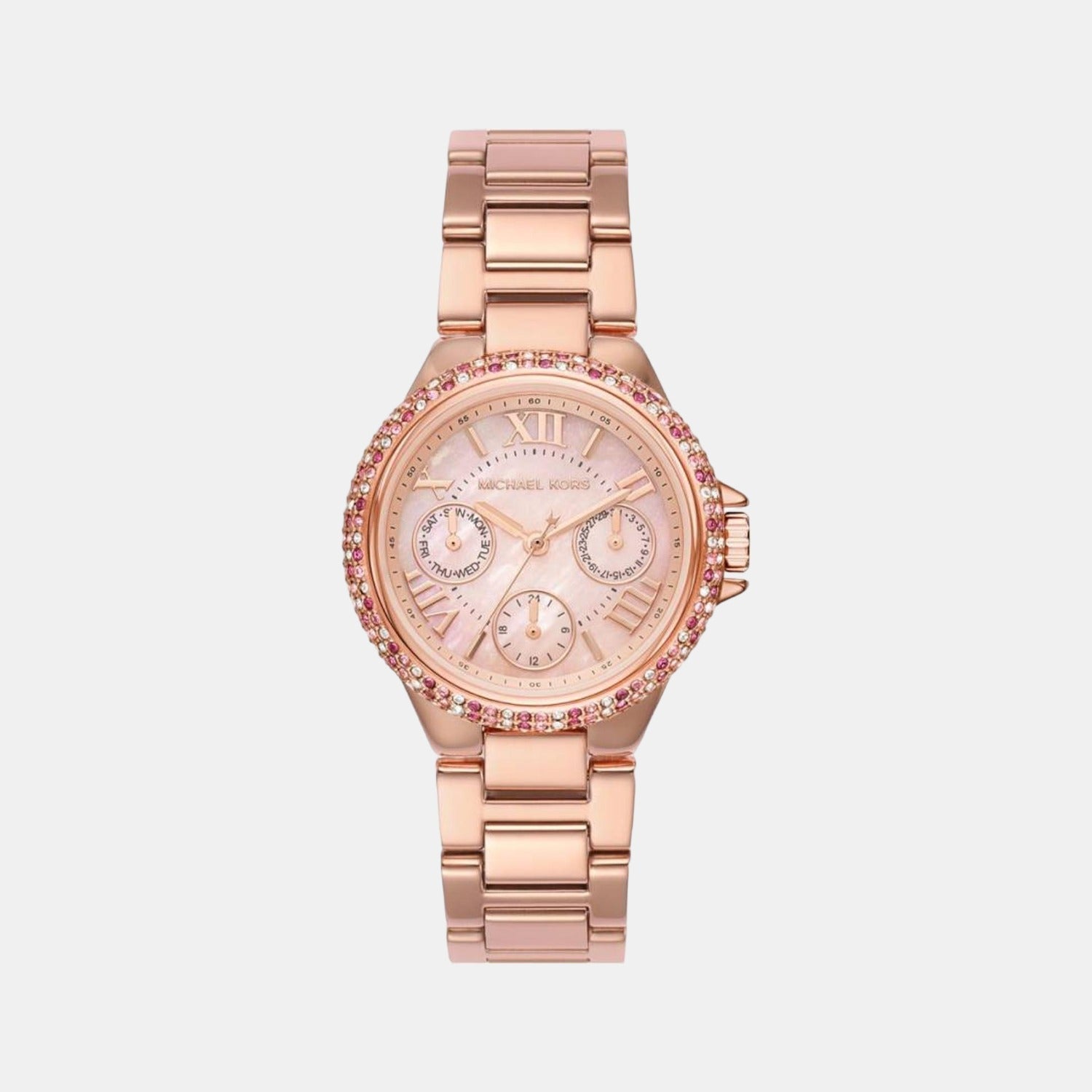 Michael Kors Camille Women Quartz Pink Dial Chronograph Stainless Steel Watch MK7273