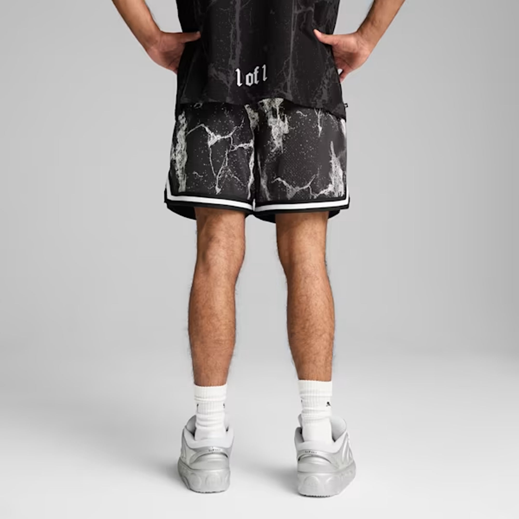 PUMA | HOOPS x LAFRANCE WRITTEN IN CHROME SHORTS { PUMA BLACK/WHITE - view 2