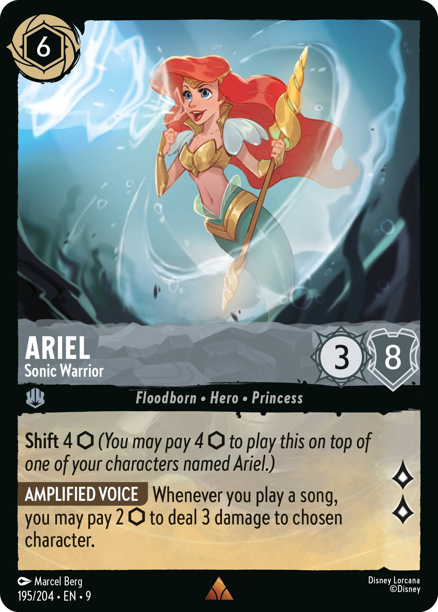 204 fabled non-foil – Lorcana Ariel - Sonic Warrior - 195/204 [Fabled] [Non-Foil]
