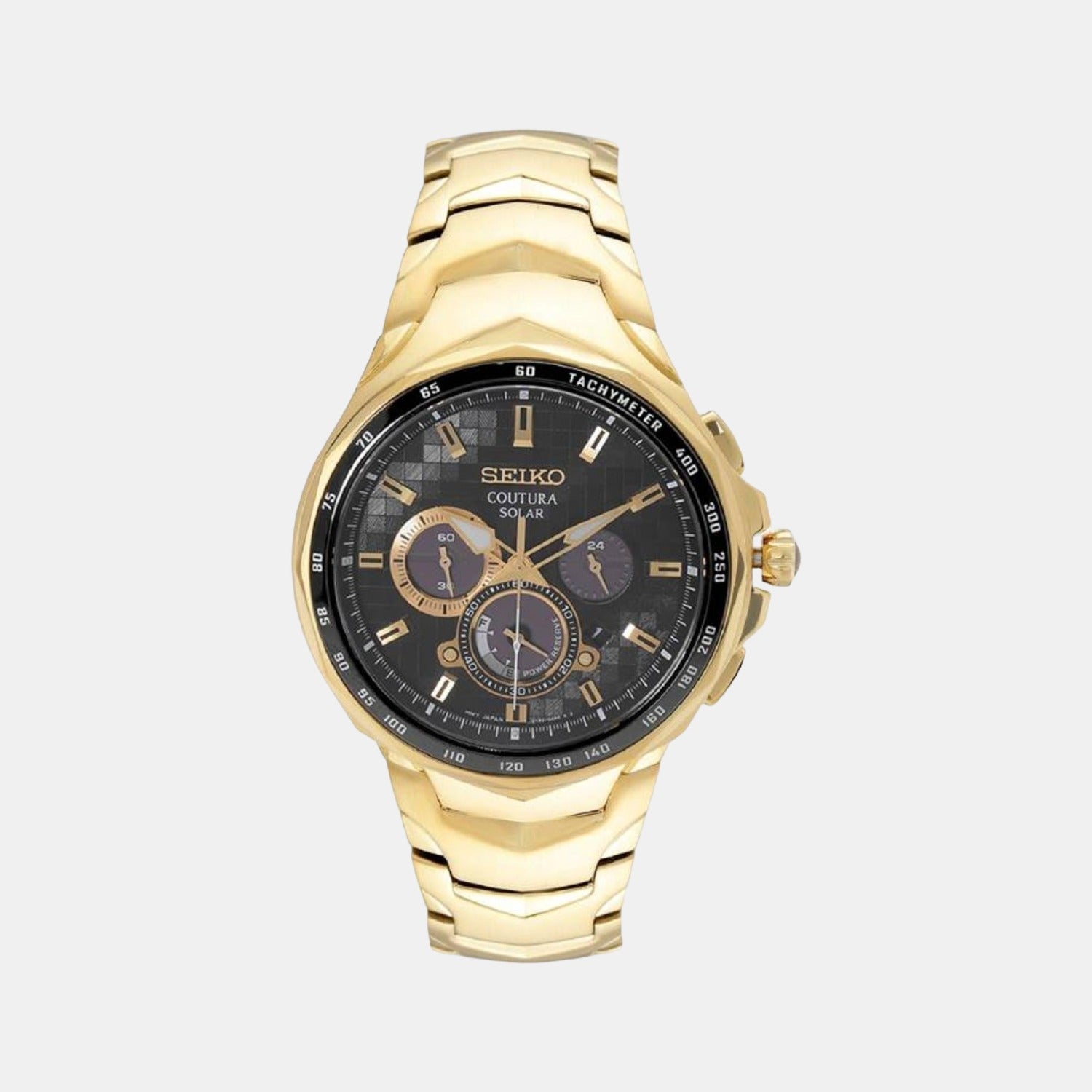 Seiko Coutura Men Solar Black Dial Chronograph Stainless Steel Watch SSC754P1