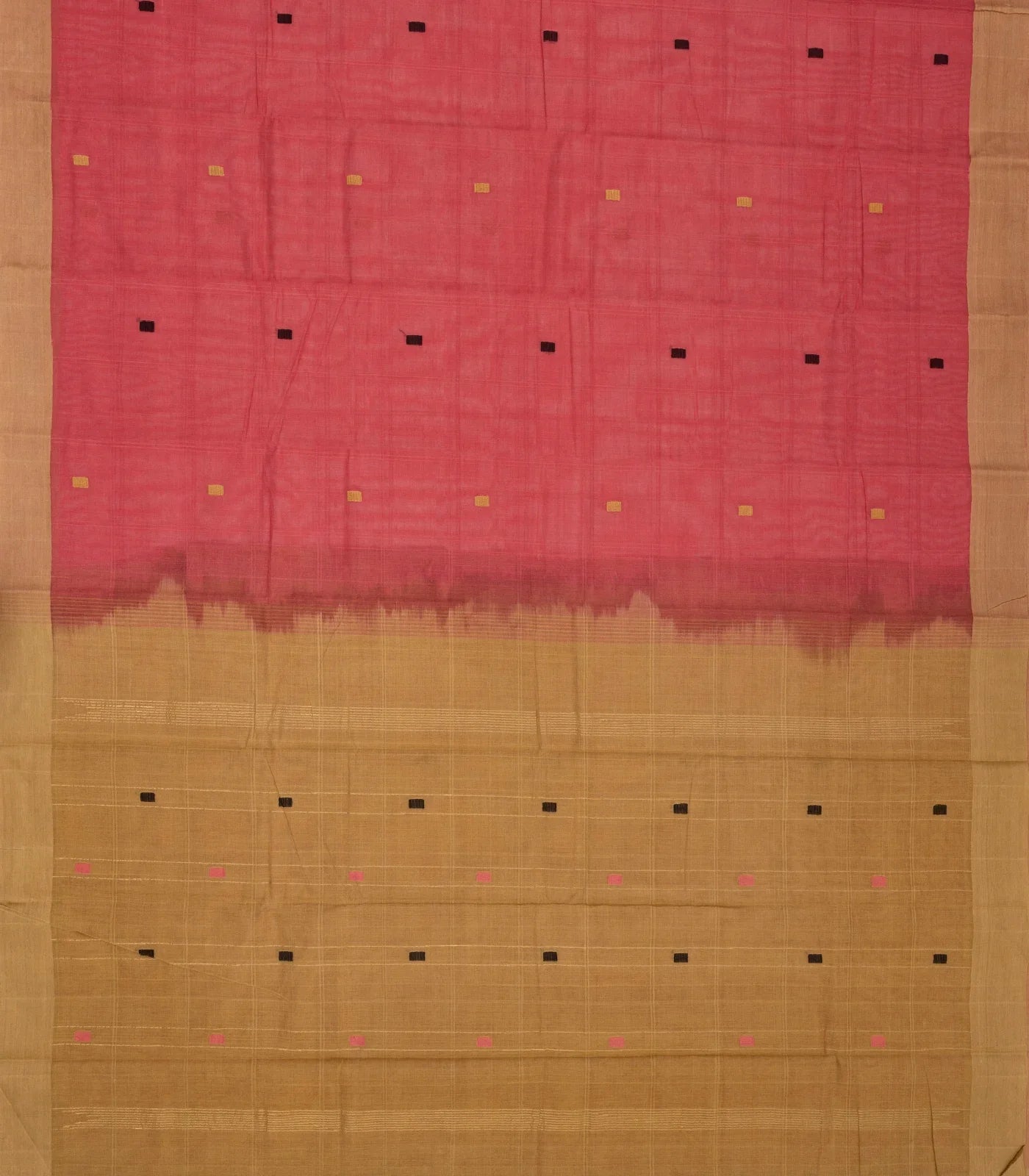 RmKV Dark Peach Handloom Rasipuram Cotton Saree With Square Buttas - view 2
